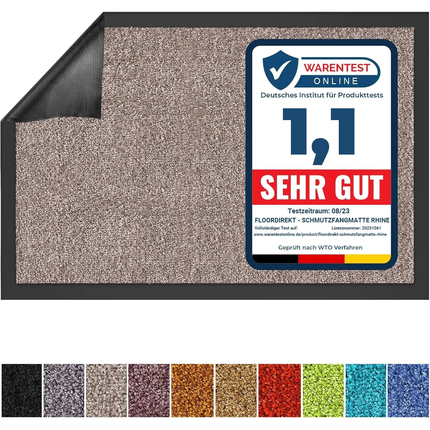 Floordirekt Schmutzfangmatte Rhine - waschbare & leistungsstarke Fußmatte - Sauberlaufmatte mit Rutschfester Rückseite …