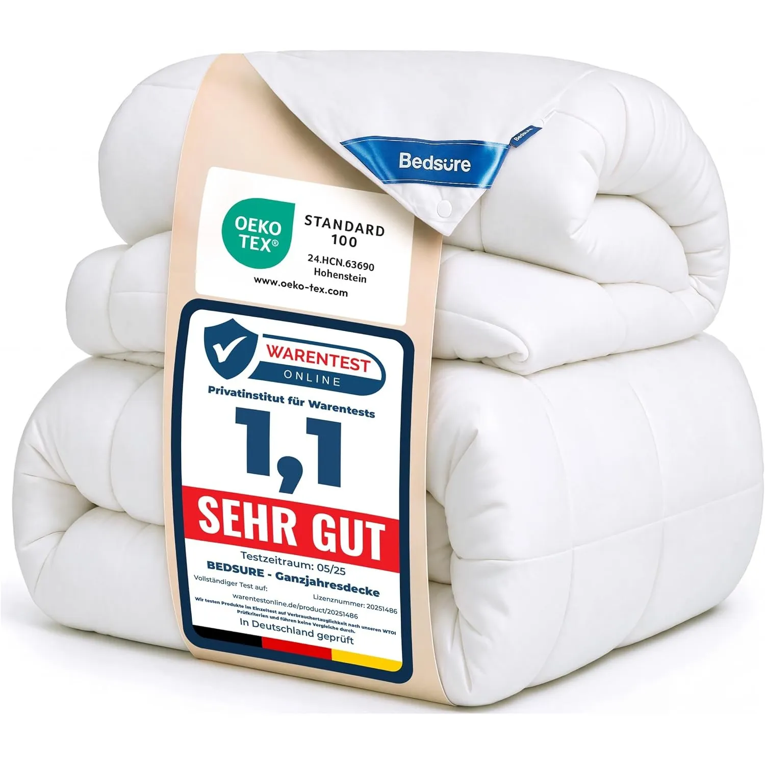 BEDSURE Bettdecke 155x220 Winterdecke 450gsm - 4 Jahreszeiten 2 teilig