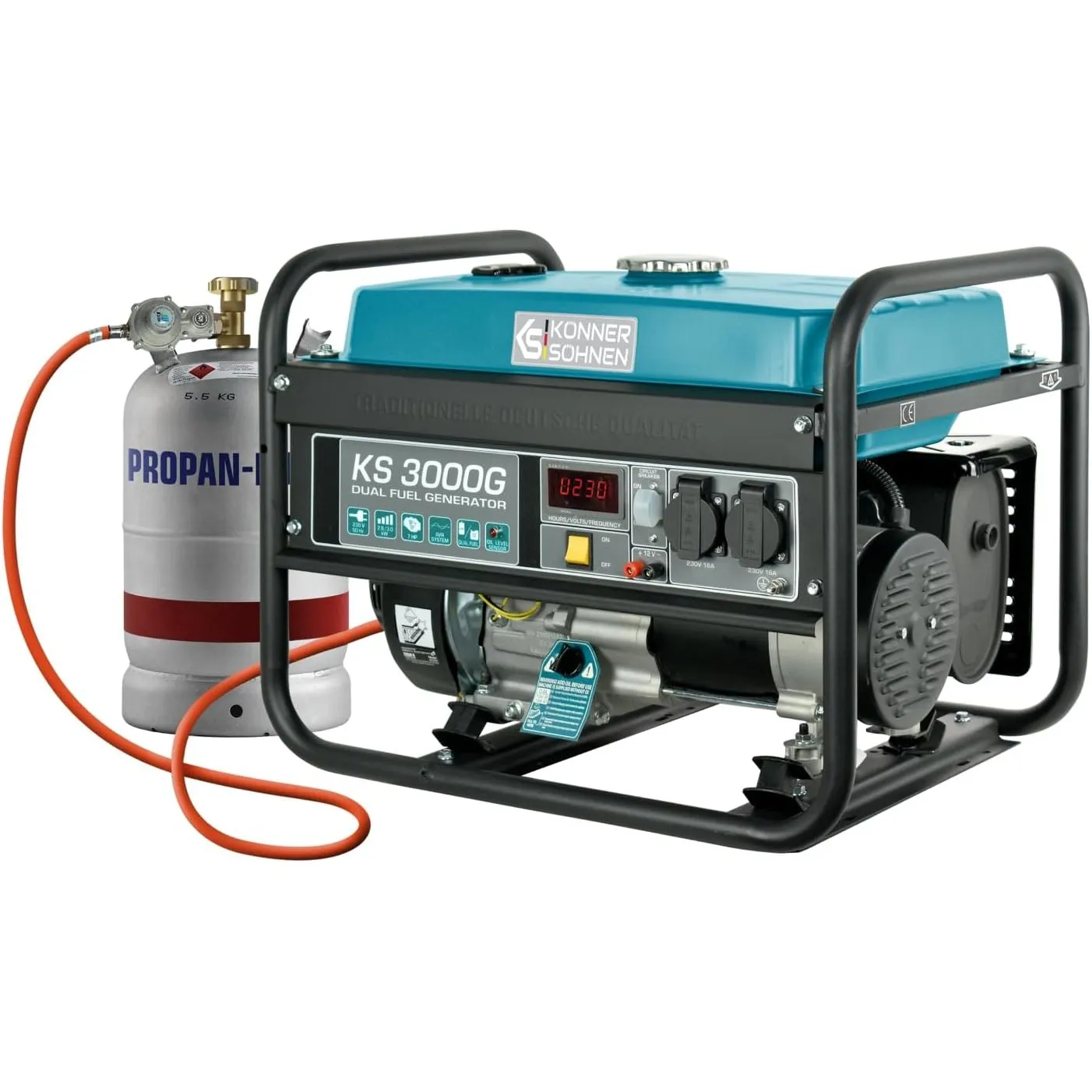 Könner&Söhnen KS 3000G Generator 3000 W, Benzin-LPG Stromerzeuger 4-Takt
