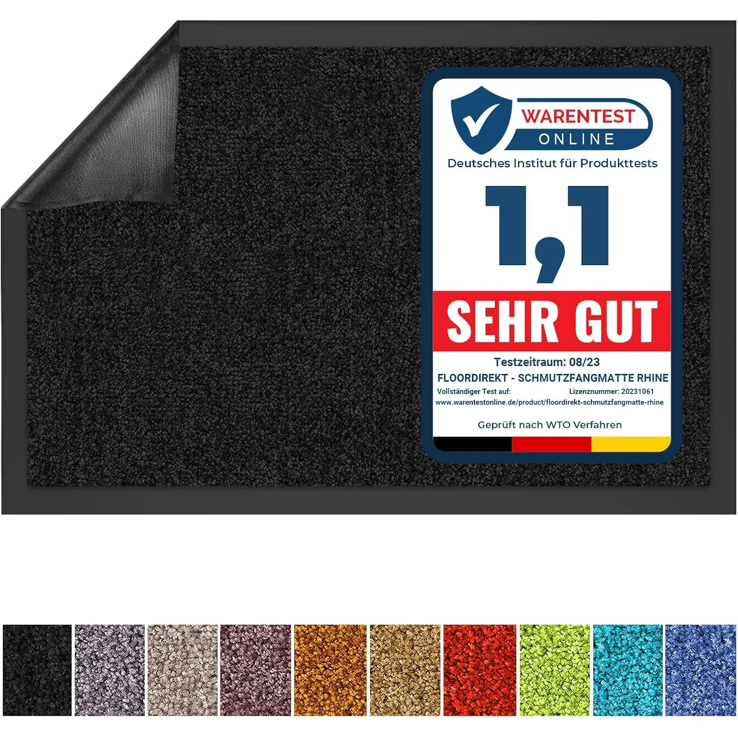 Floordirekt Schmutzfangmatte Rhine - waschbare & leistungsstarke Fußmatte - Sauberlaufmatte mit Rutschfester Rückseite …