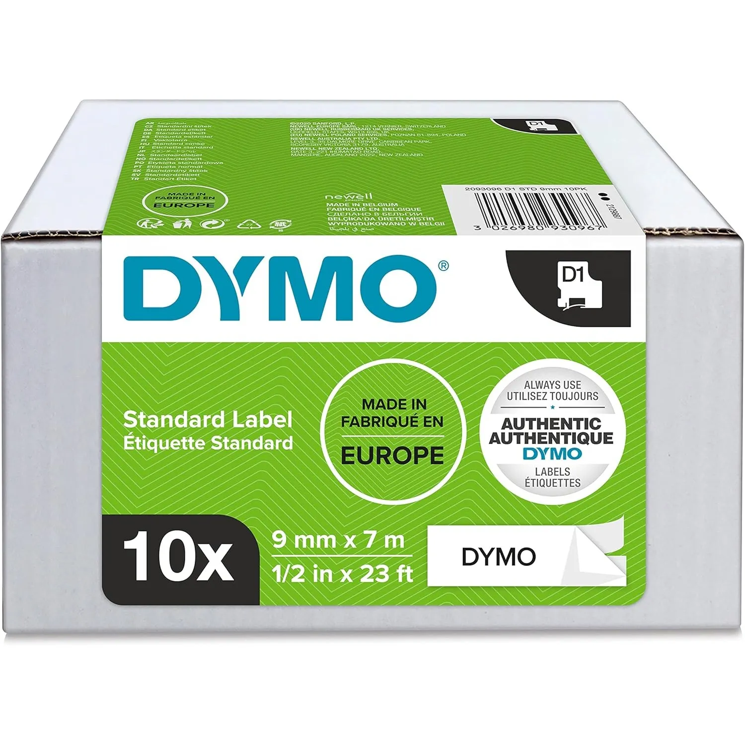 DYMO Original D1-Etikettenband | schwarz auf weiß | 9 mm x 7 m | selbstklebendes Schriftband | für LabelManager-Beschri…