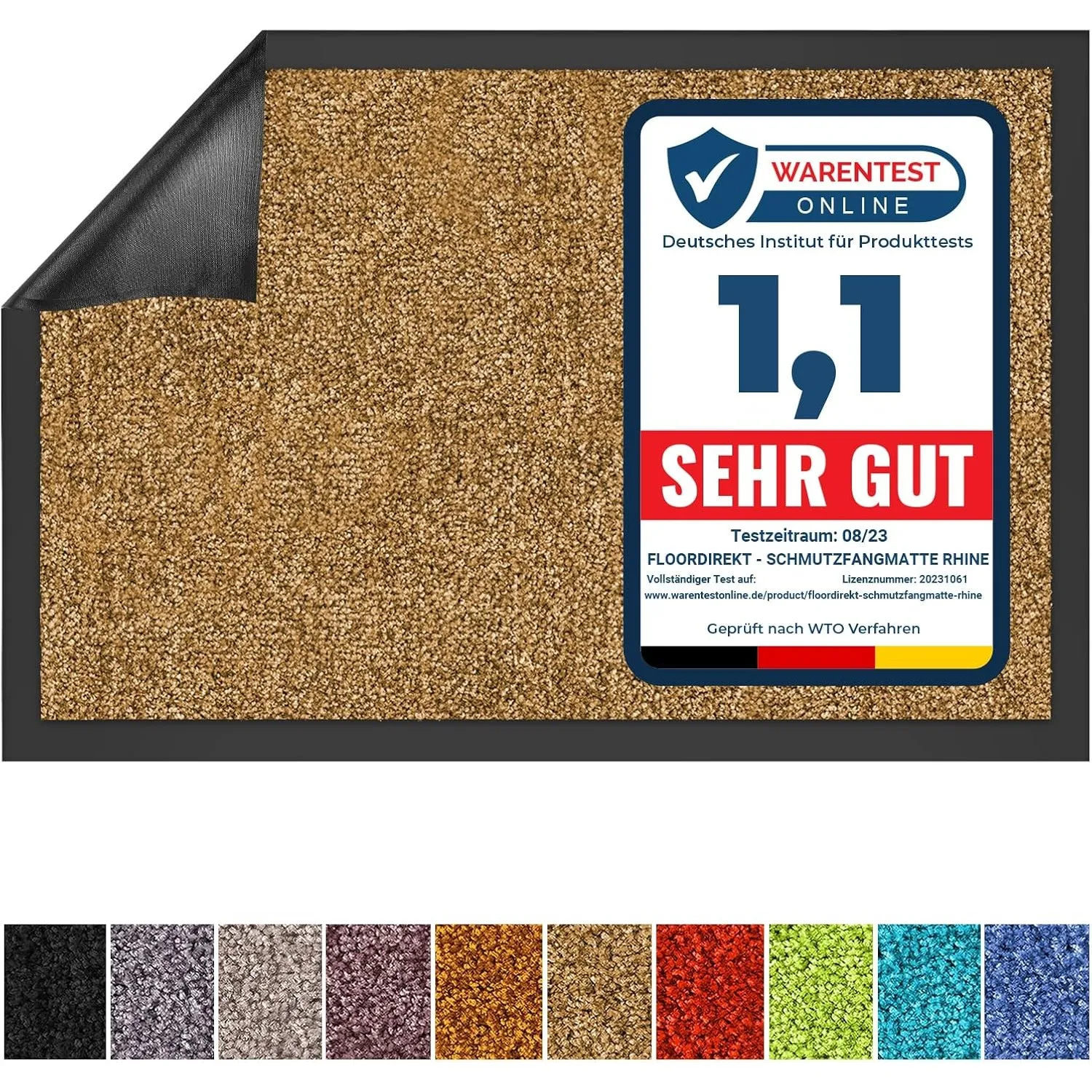 Floordirekt Schmutzfangmatte Rhine - waschbare & leistungsstarke Fußmatte - Sauberlaufmatte mit Rutschfester Rückseite …