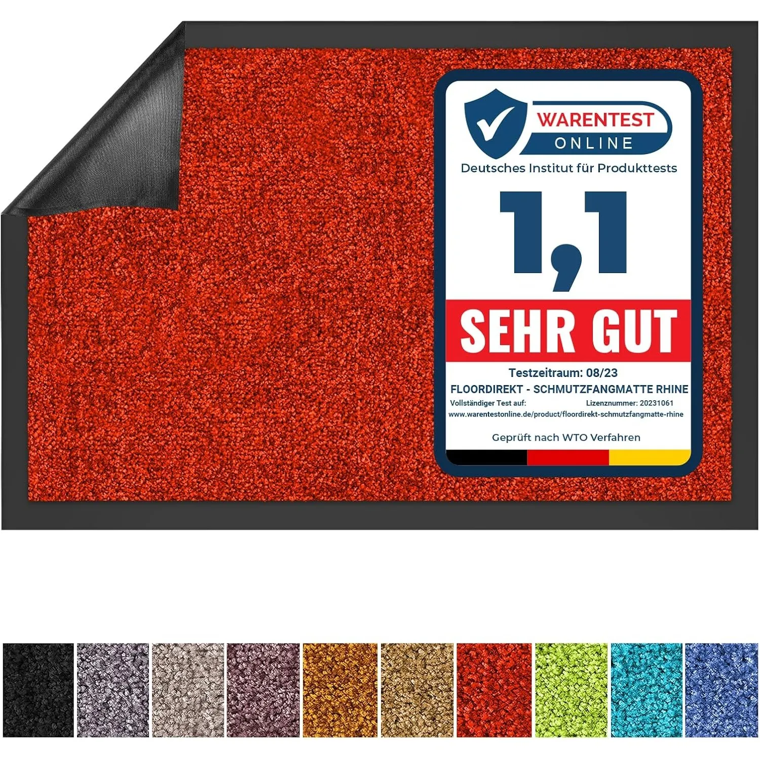 Floordirekt Schmutzfangmatte Rhine - waschbare & leistungsstarke Fußmatte - Sauberlaufmatte mit Rutschfester Rückseite …