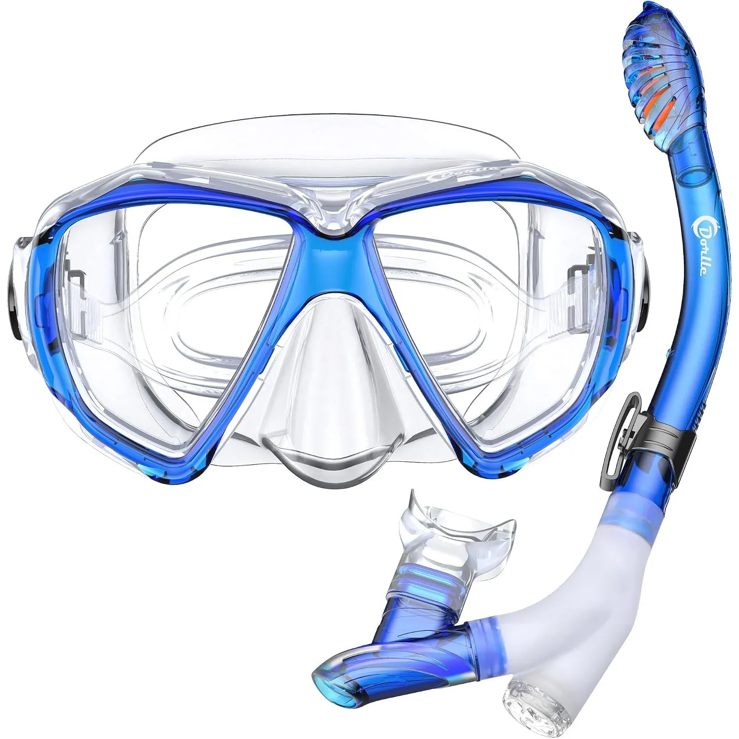 Dorlle Schnorchelset Schnorcheln Set mit Schnorchel und Taucherbrille，wasserdichte Tauchmaske Anti-Fog Anti-Leck aus Ge…