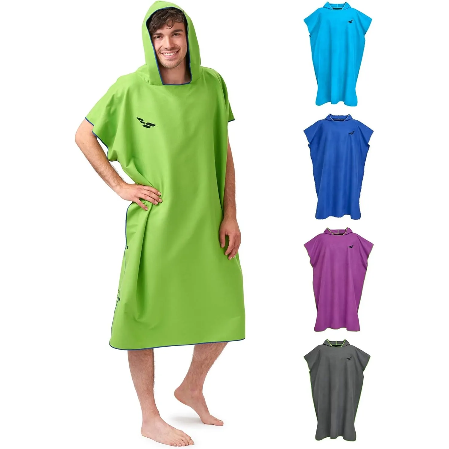 Fit-Flip Strandponcho für Erwachsene mit Kapuze - schnelltrocknend, kompakt und Ultraleicht - Badeponcho aus Mikrofaser…