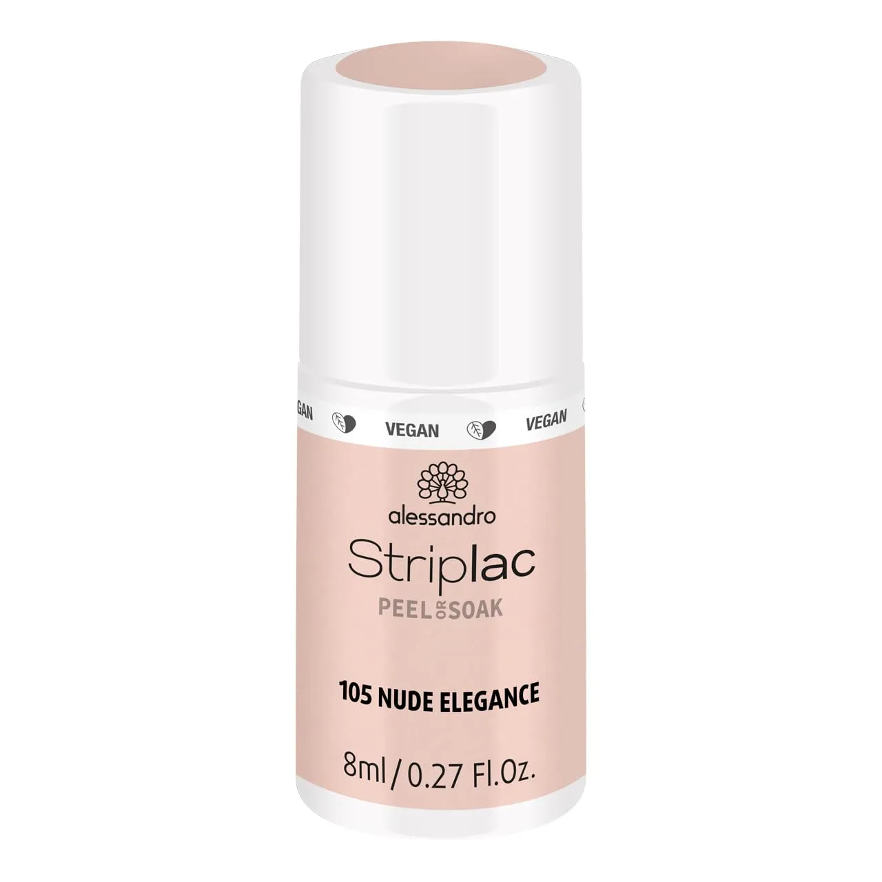 alessandro Striplac UV-Nagellack Nude Elegance – Schonend und langanhaltend – Einfache Entfernung dank Peel-Off-Technologie – Vegan und tierversuchsfrei – 8 ml