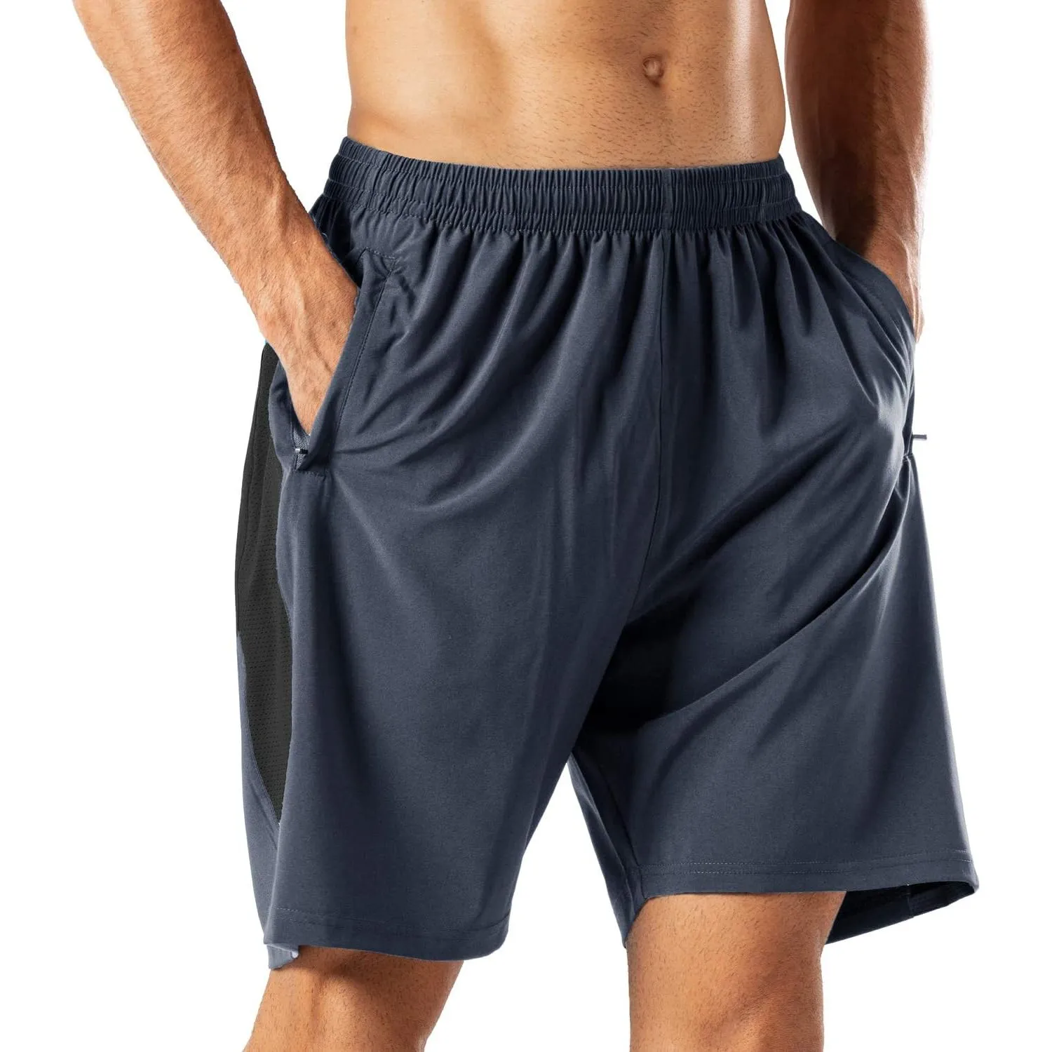 HMIYA Herren Sport Shorts Schnell Trocknend Kurze Hose mit Reißverschlusstasch