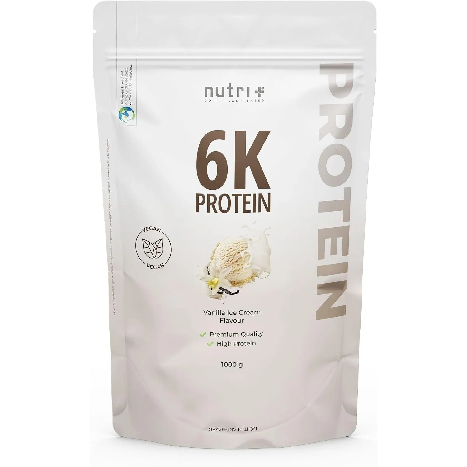 Nutri + 6K Eiweiß Protein Pulver Vanilla Ice Cream 1 kg - Mehrkomponenten Proteinpulver Vanille Eiscreme Shake - Protei…