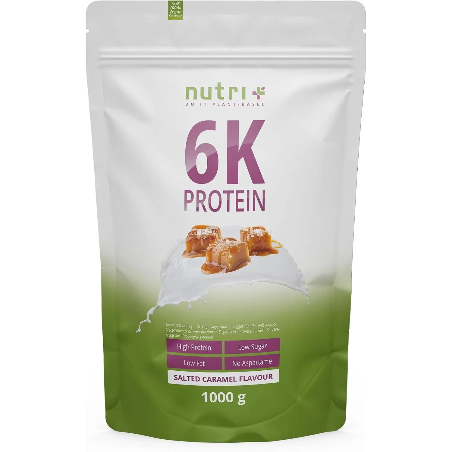 Nutri + Eiweißshake Salted Caramel 1 kg - Proteinkonzentrat Karamell - Eiweiß Pulver - Proteinshake 1000 g - Protein oh…