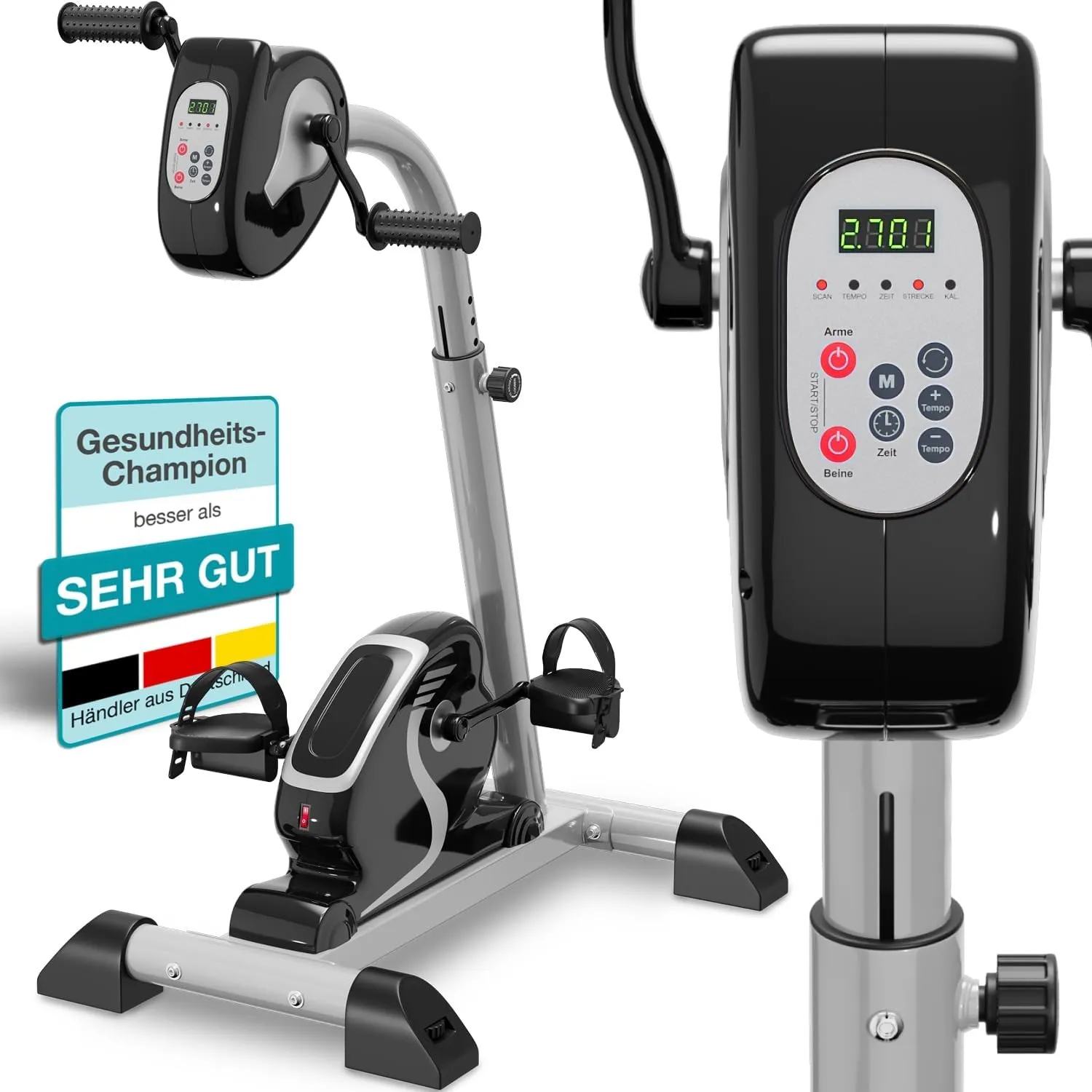 maxVitalis 2in1 Arm und Beintrainer mit Motorunterstützung, Elektro Heimtrainer höhenverstellbar, passives und gelenksc…