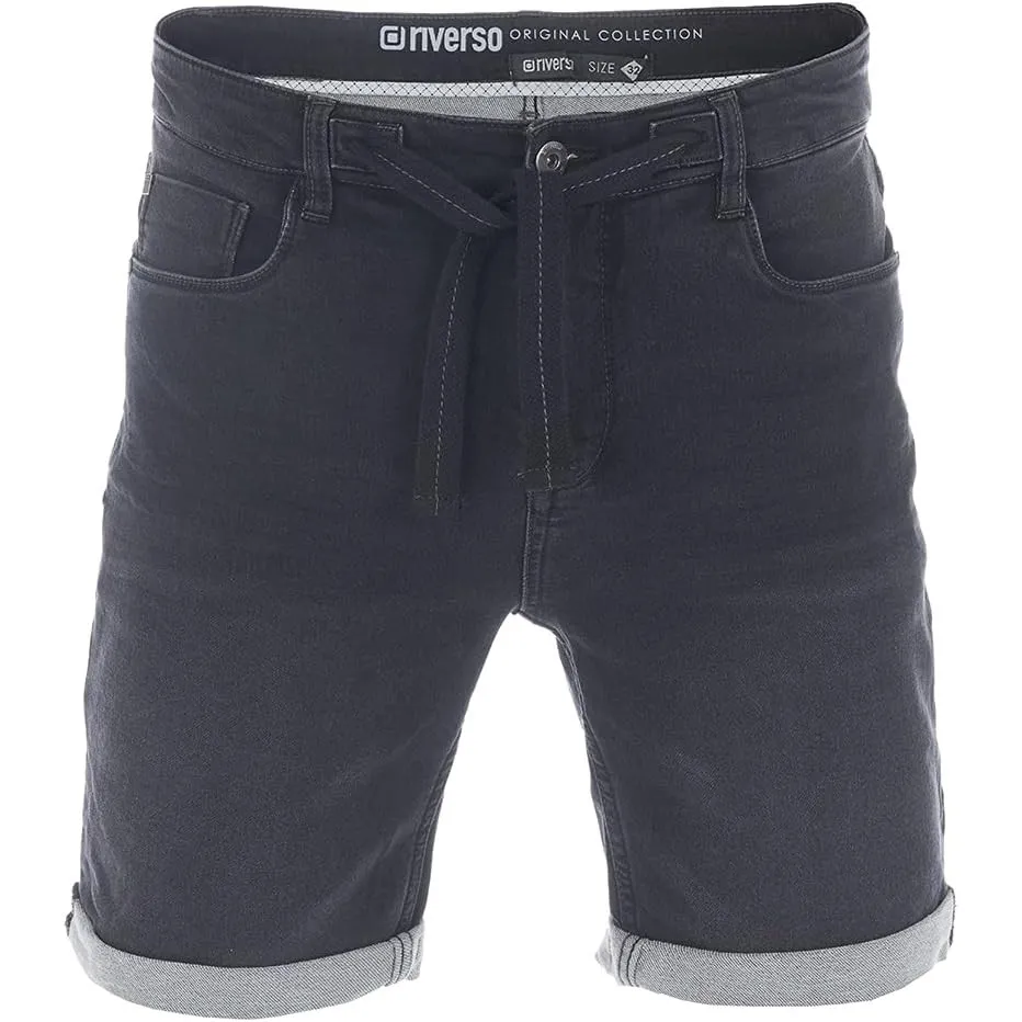 riverso Jeans Shorts Herren Stretch Kurz Kordelzug Regular Fit RIVPaul Kurze Hosen Bermuda Shorts Sommer Denim Einfarbi…