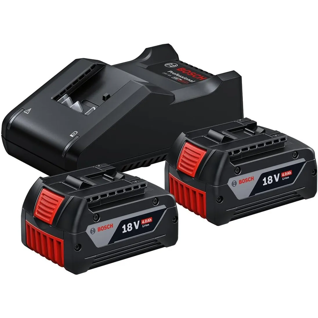 Bosch Professional 18V System Akku Starter-Set: 2x GBA 18V 4.0Ah Akku + Schnellladegerät GAL 18V-40