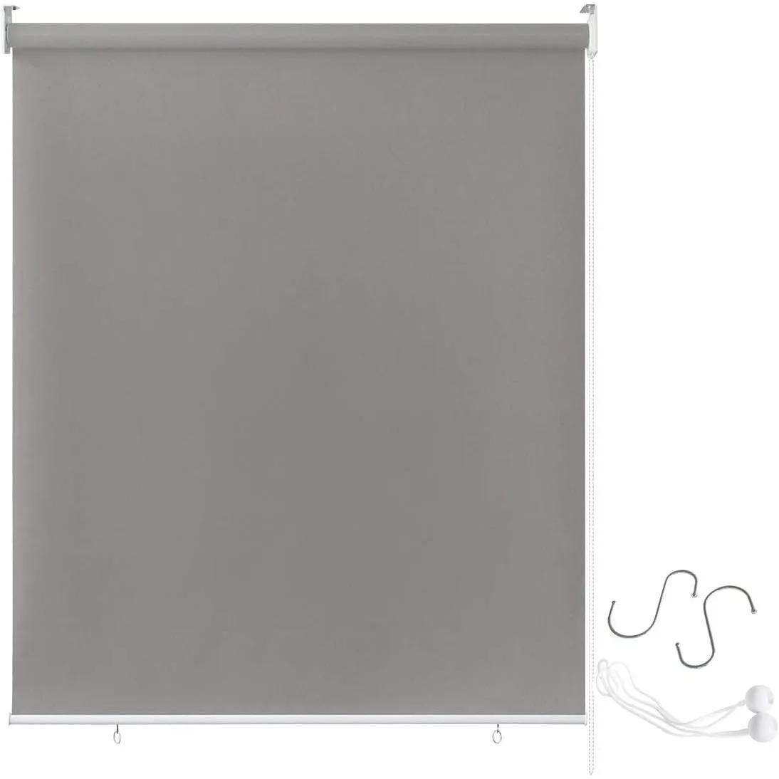 AUFUN Außenrollo Balkon Outdoor Rollo Wetterfest 180 x 240 cm Grau