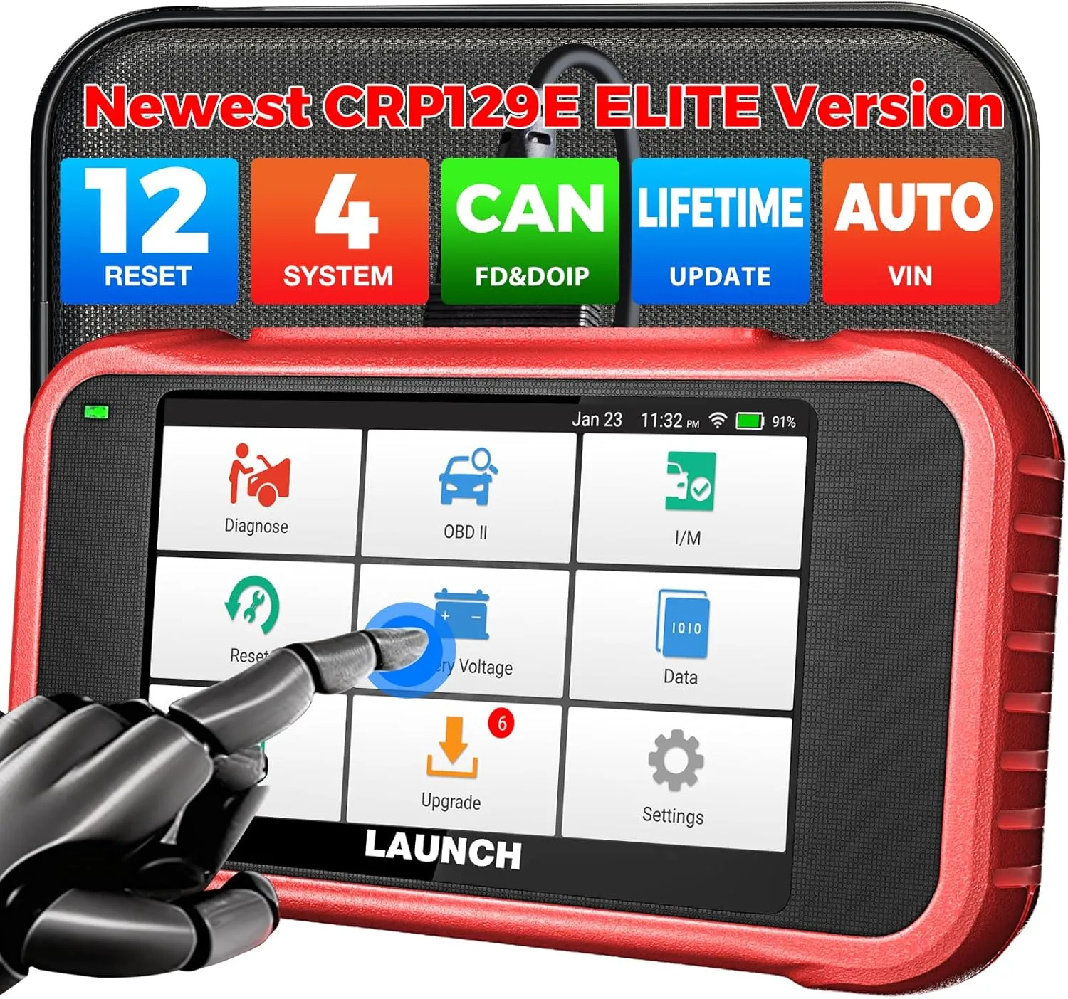 LAUNCH CRP129E V3.0 obd2 Diagnosegerät Auto,KFZ-Codeleser EOBD Tester für ABS/SRS/Motor/Getriebe mit 12 Reset Service f…