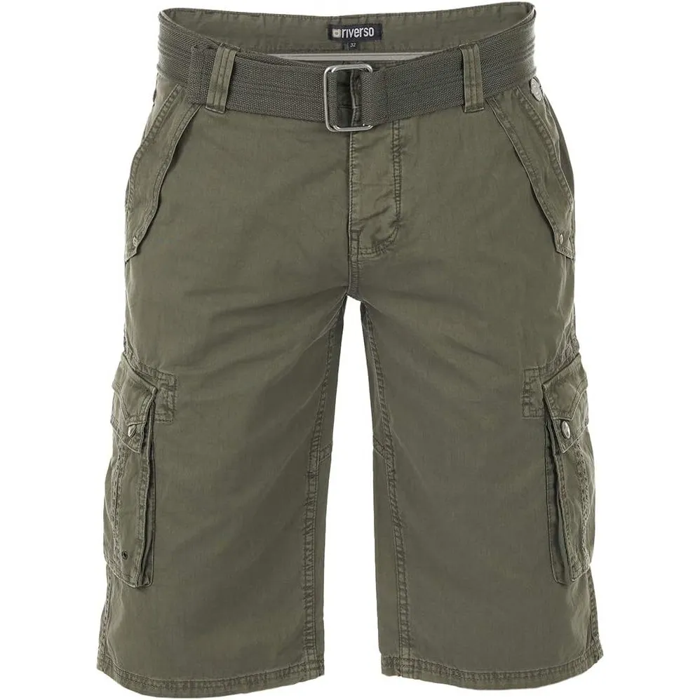 riverso Kurze Hosen Herren Cargo Shorts mit Gürtel Regular Fit RIVAnton Cargoshorts Sommer 100% Baumwolle Blau Beige Sc…