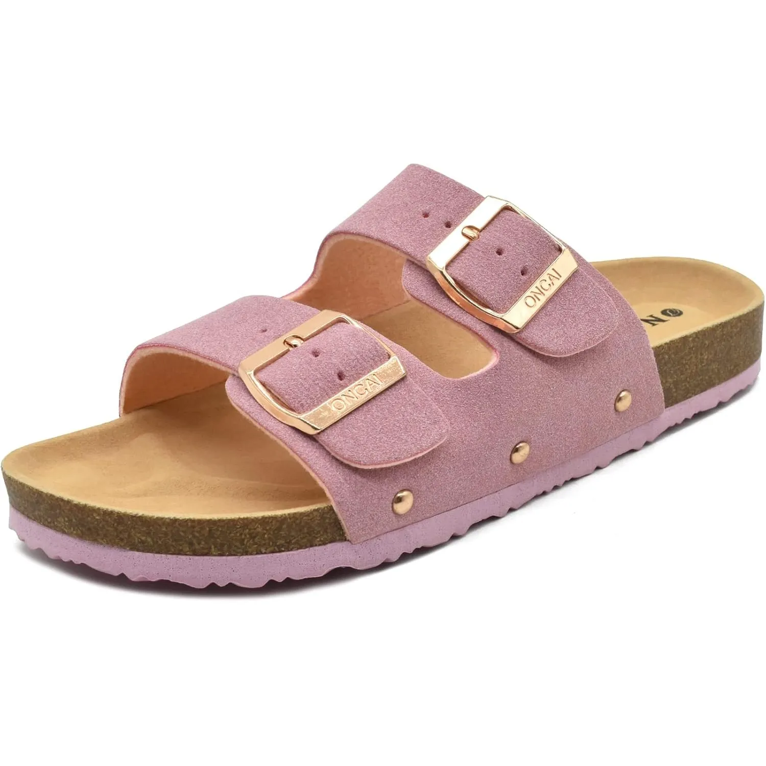 ONCAI Sandalen Damen Kork-Fußbett Pantoletten Damen Flach Rutschfest Sommer Badelatschen Mit Verstellbarer Rieme Größe …