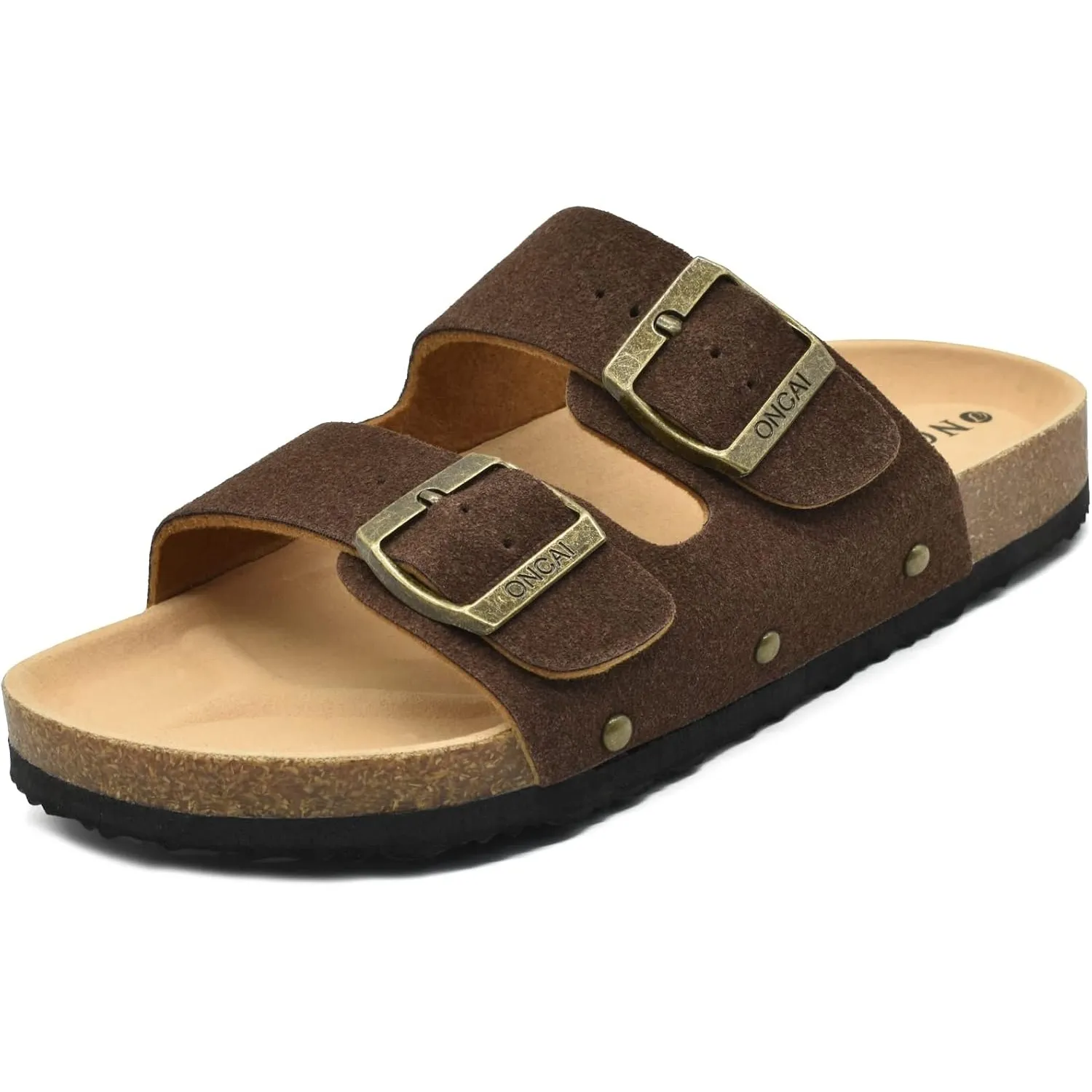 ONCAI Sandalen Damen Kork-Fußbett Pantoletten Damen Flach Rutschfest Sommer Badelatschen Mit Verstellbarer Rieme Größe …