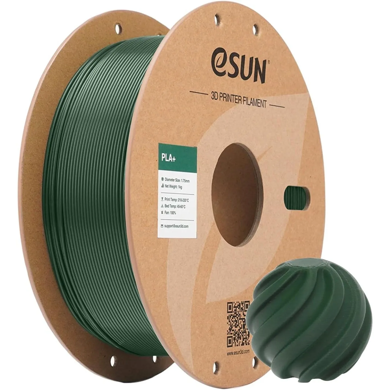 eSUN PLA+ Filament 1.75mm, Olivgrün, 1KG