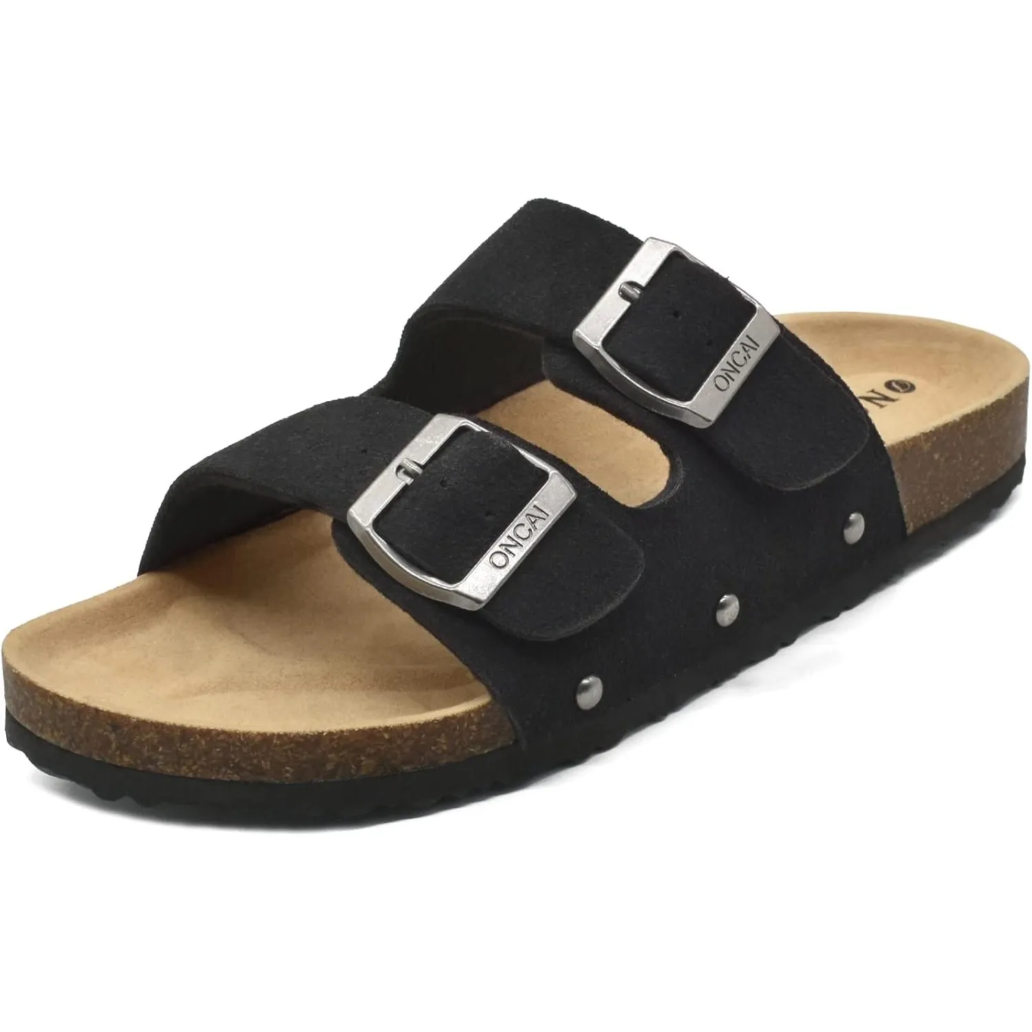 ONCAI Sandalen Damen Kork-Fußbett Pantoletten Damen Flach Rutschfest Sommer Badelatschen Mit Verstellbarer Rieme Größe …
