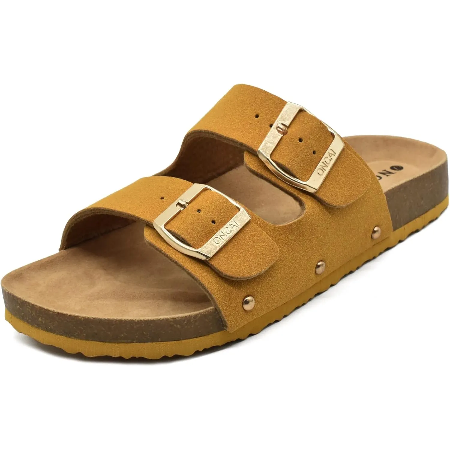 ONCAI Sandalen Damen Kork-Fußbett Pantoletten Damen Flach Rutschfest Sommer Badelatschen Mit Verstellbarer Rieme Größe …