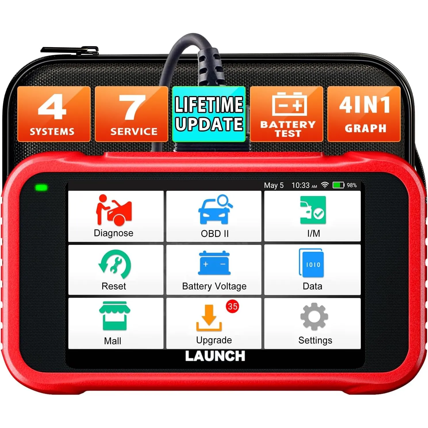 Launch CRP123E OBD2 Diagnosegerät Auto Auslesegerät Kfz-Codeleser für Motor,ABS,SRS, Automatik Getriebe,7 Resets:ABS-Bl…