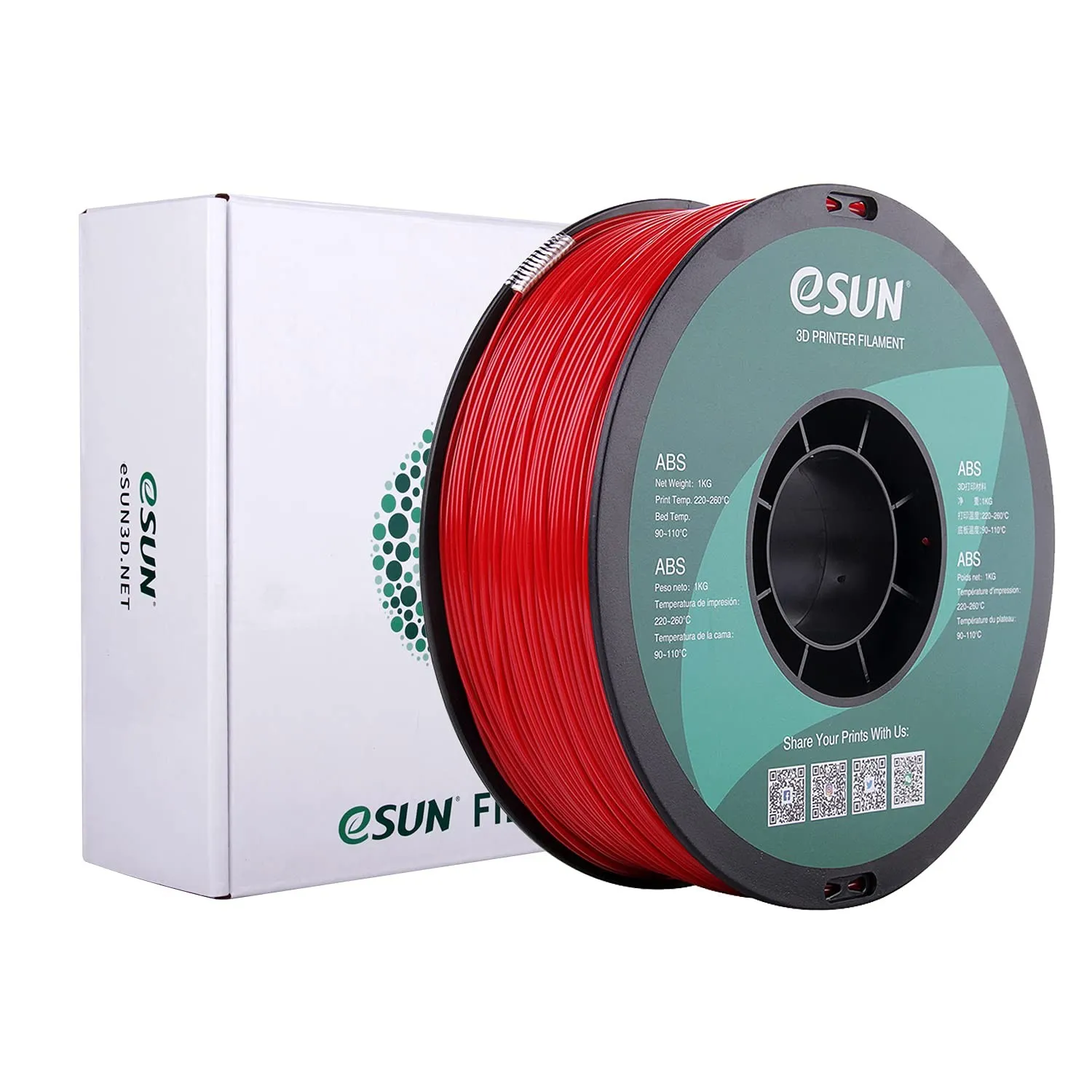 eSUN ABS+ Filament 1.75mm, 3D Drucker Filament ABS Plus, Maßgenauigkeit +/- 0.05mm, 1kg Spule (2.2 LBS) 3D Druck Filame…