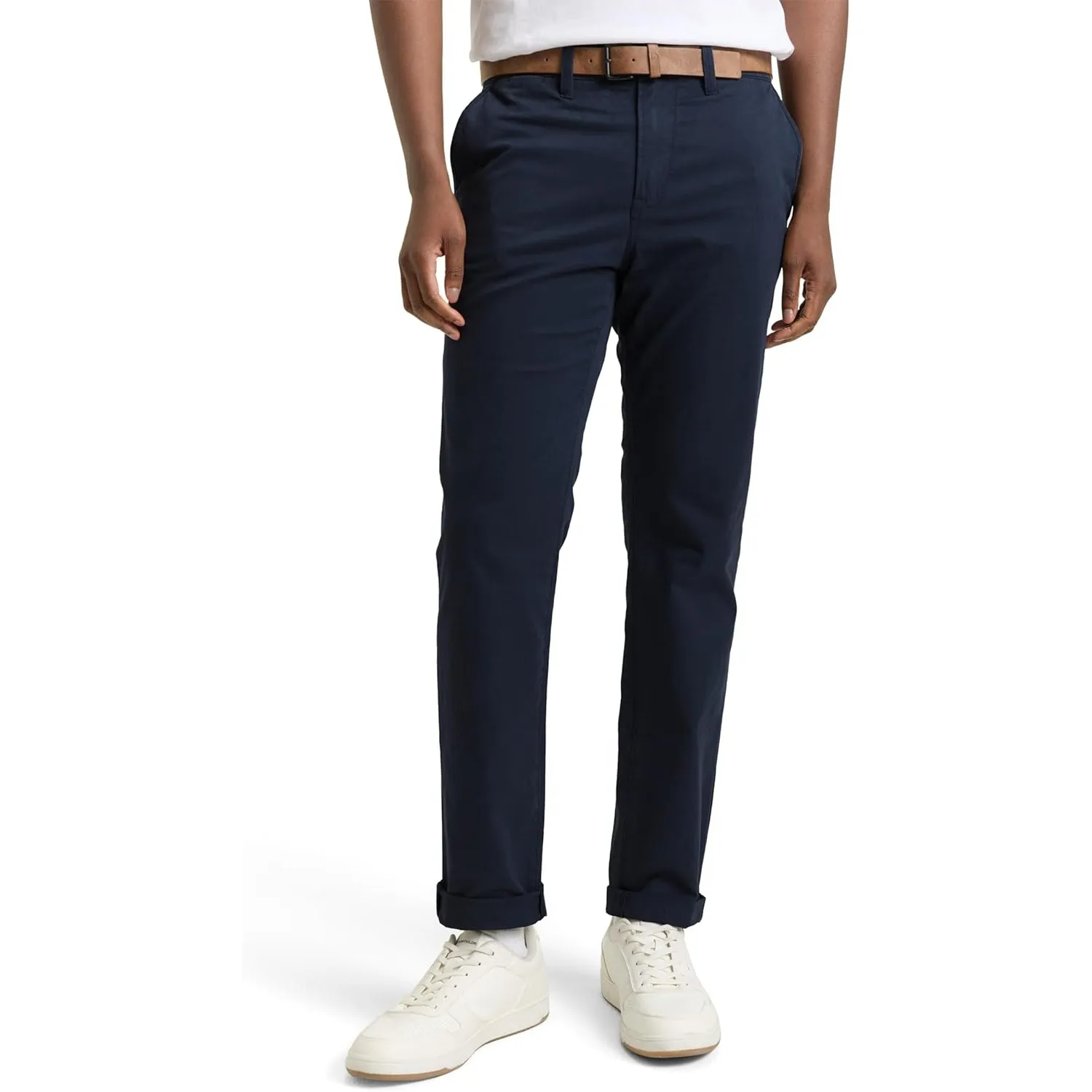 TOM TAILOR Denim Herren Slim Fit Chino Hose mit Gürtel