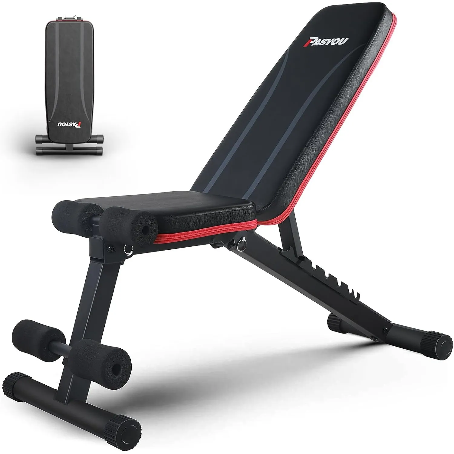 PASYOU Hantelbank Klappbar Verstellbar, Multifunktions Trainingsbank Schrägbank für Ganzkörper-workout，10 in 1 Fitnessb…