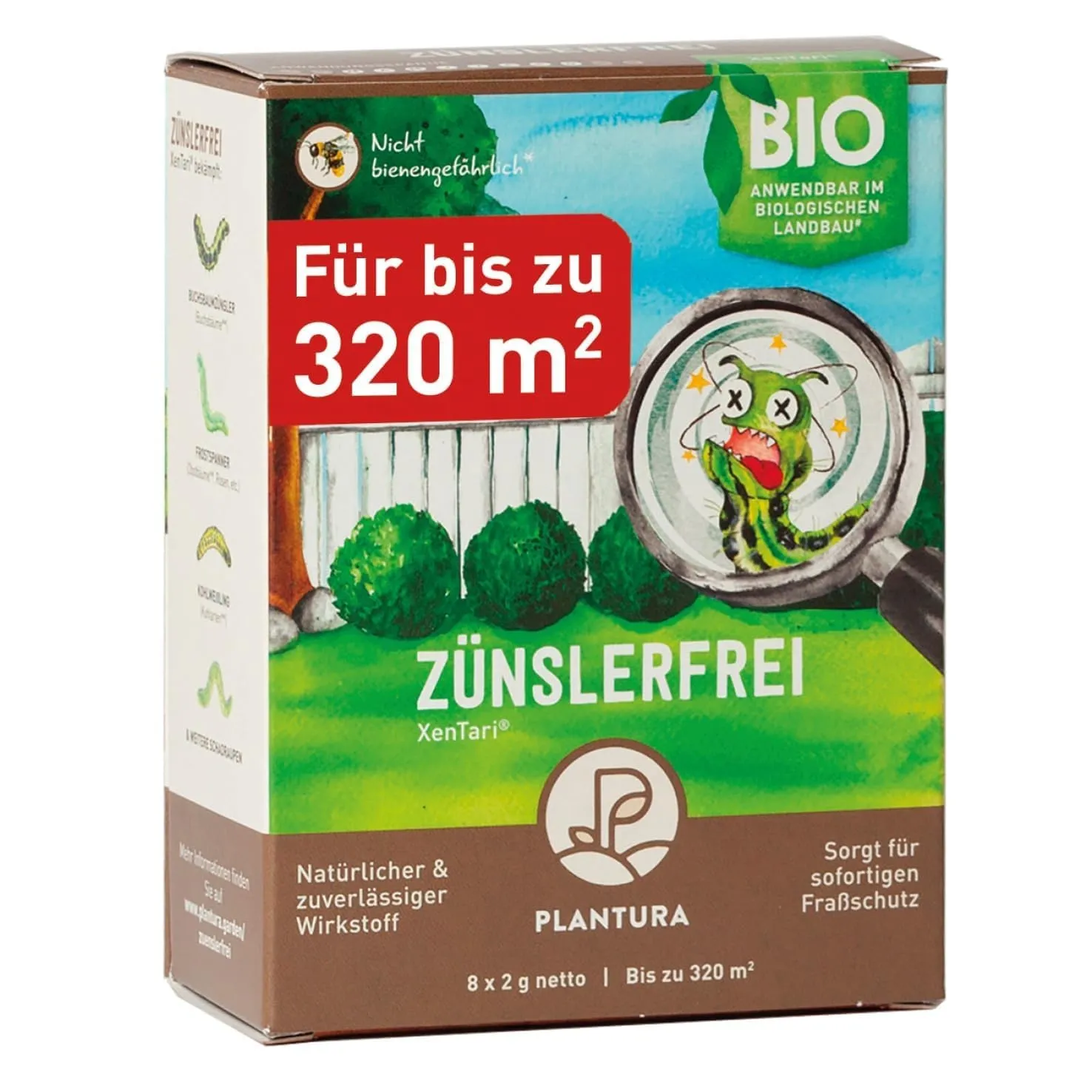 Plantura Xentari Raupenfrei & Zünslerfrei gegen Buchsbaumzünsler & Schadraupen, extrem wirksames & biologisches Spritzm…
