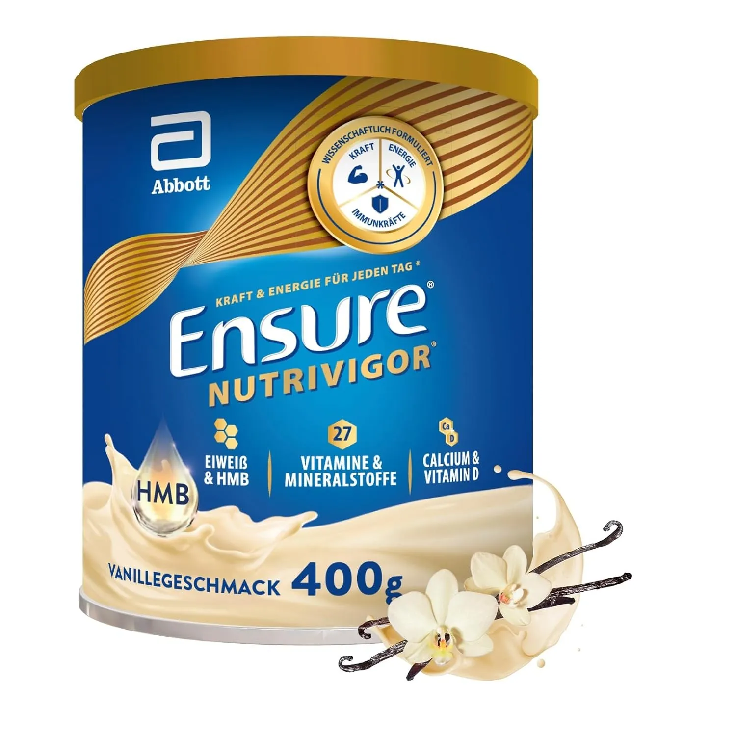 Ensure NutriVigor Vanille 400g Nahrungsergänzungsshake: Proteine, 27 Vitamine & Mineralstoffe, Vitamin C, Vitamin D, Zi…