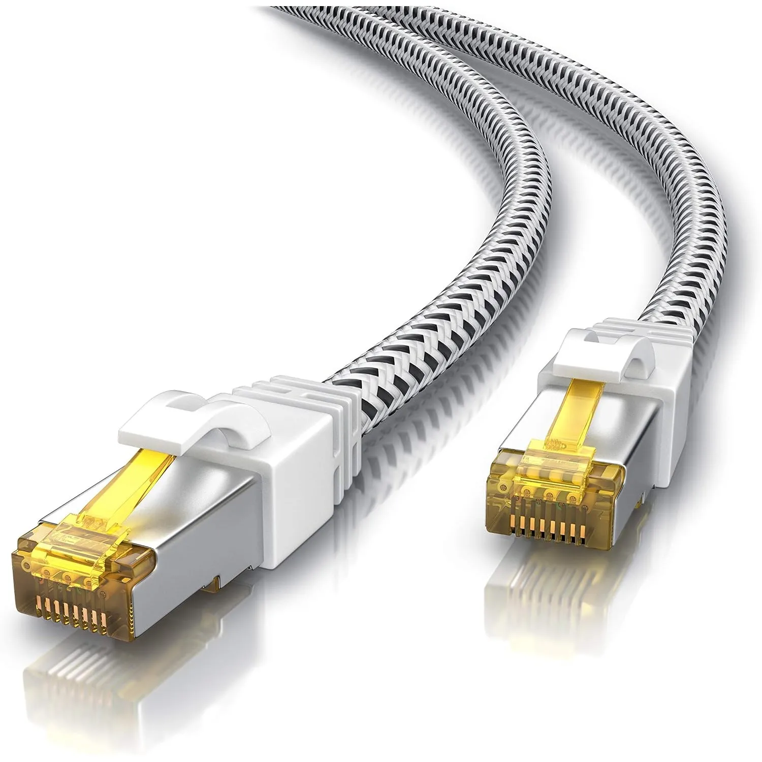 CSL - 2m Cat 7 Netzwerkkabel Gigabit Ethernet LAN Kabel - Baumwollmantel - 10000 Mbit S - Patchkabel - Cat.7 Rohkabel S…