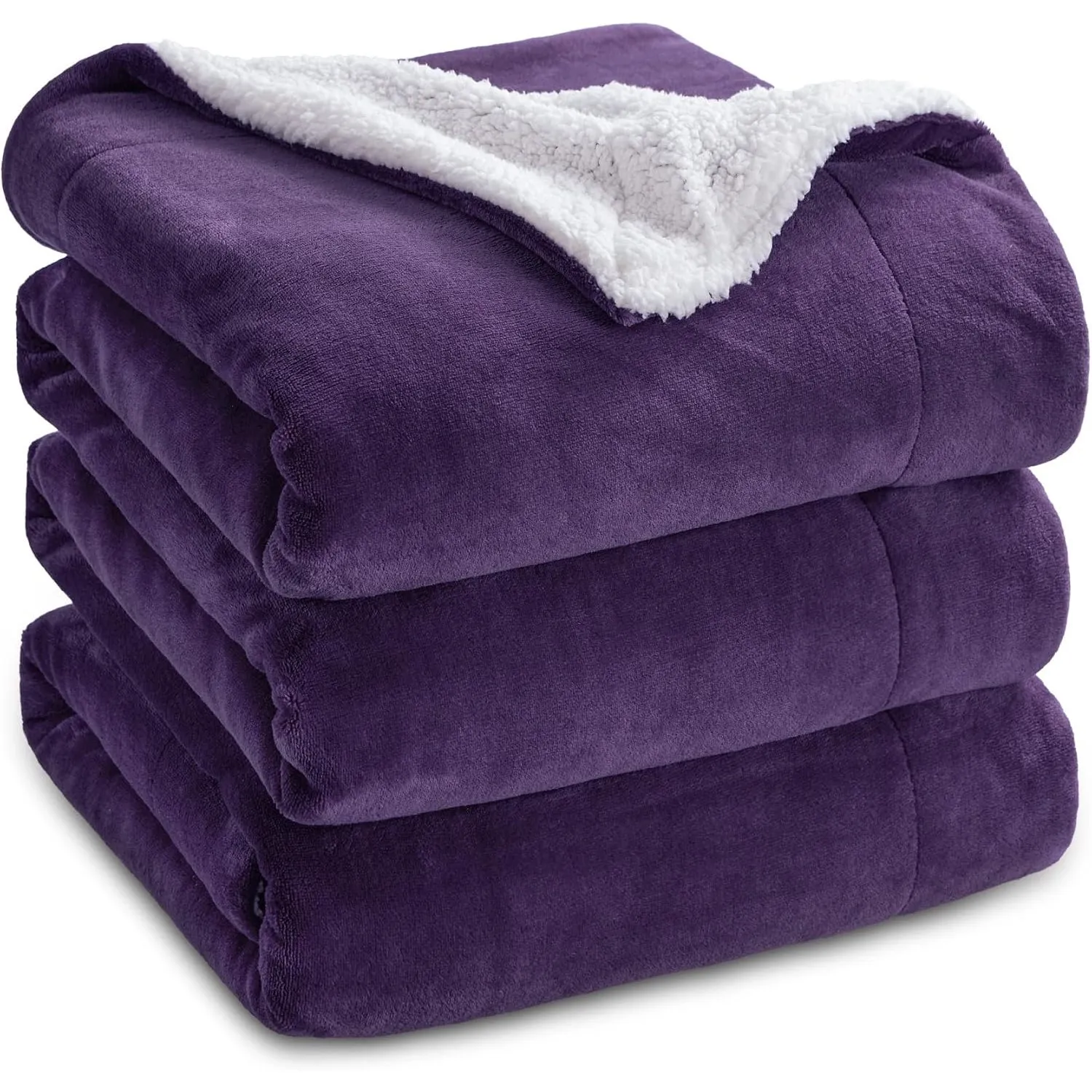 BEDSURE Sherpa Kuscheldecke Flauschig 220x240 - Sofadecke, Violett