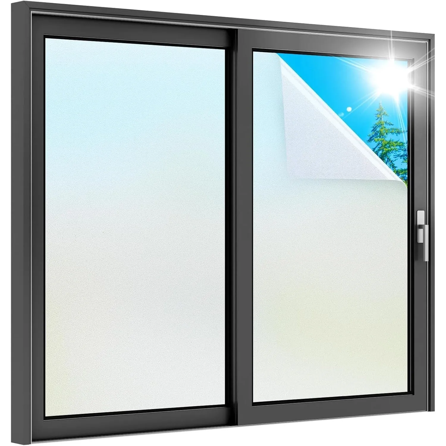 rabbitgoo Fensterfolie Blickdicht Milchglasfolie mit Gitter Matt 90x200cm | Sichtschutz & Blickschutz von Außen, Selbst…