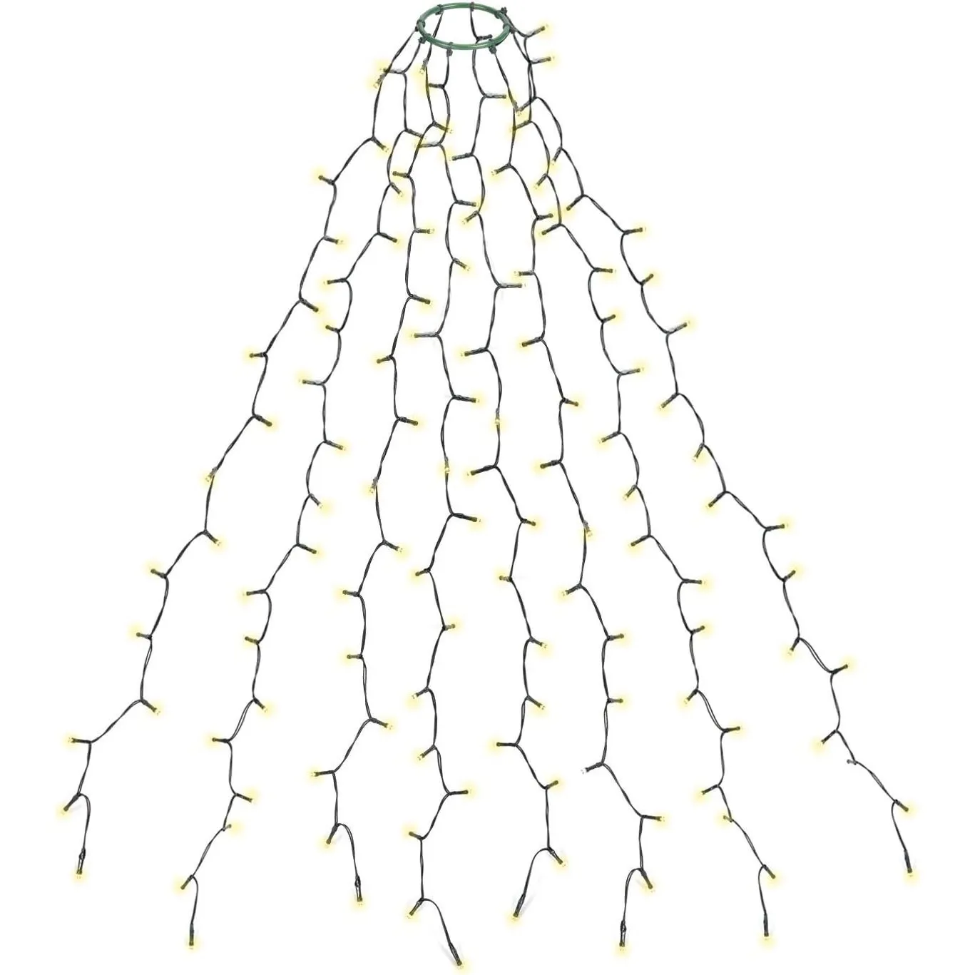 SALCAR 2m Christbaumbeleuchtung mit Ring und 8 Girlanden, 280er LED Überwurf Lichterkette Weihnachtsbaum für 150cm, 180…