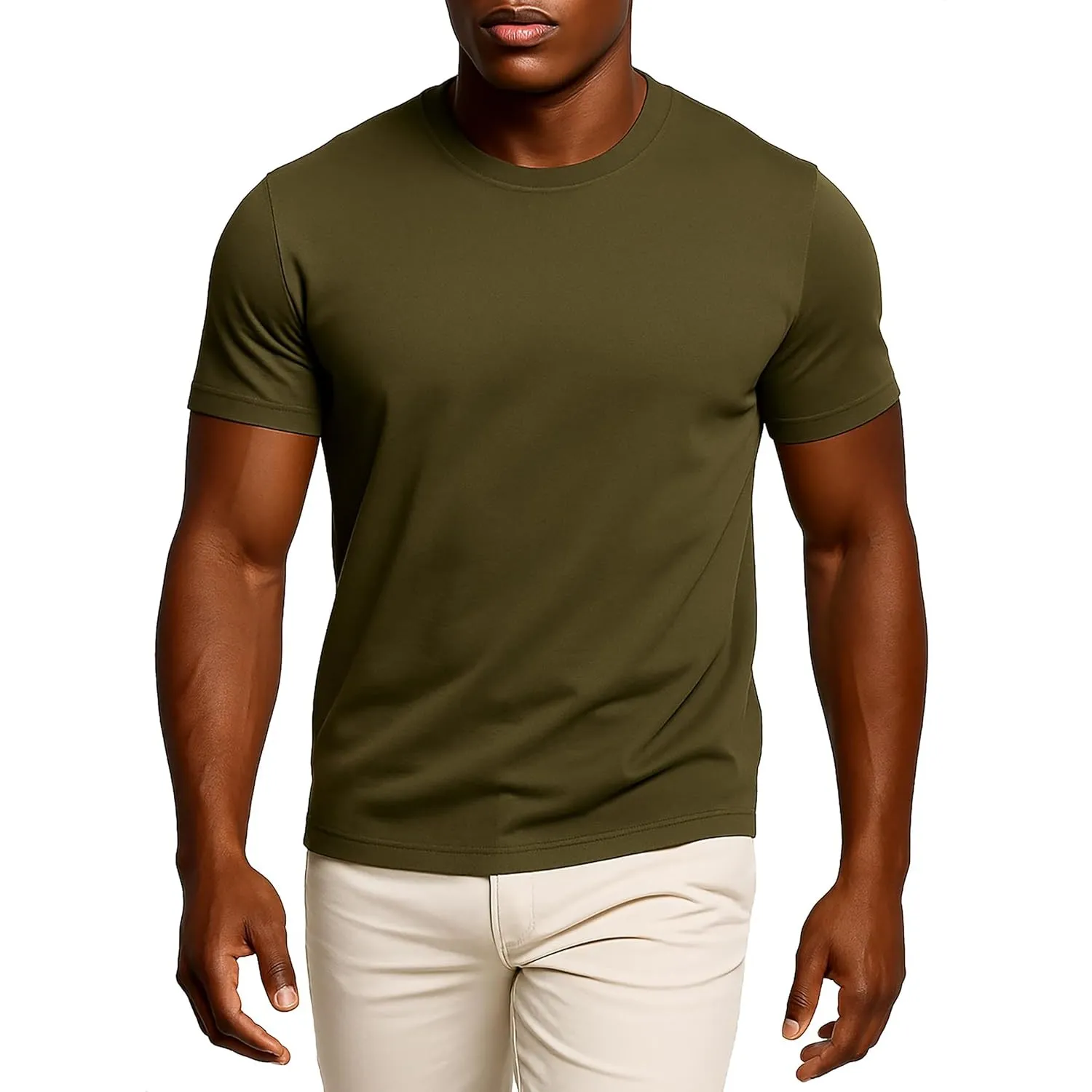 Leif Nelson Herren T-Shirt Slim Fit, Basic Kurzarm Shirt aus 100 % Baumwolle, Rundhals Sommer Shirt für Freizeit & Allt…