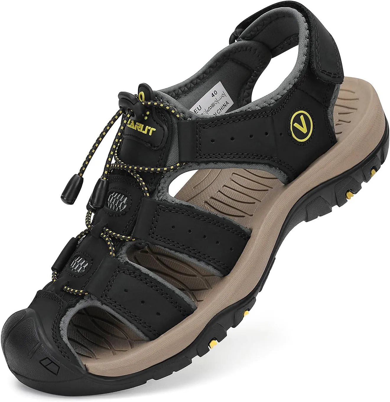 FLARUT Men’s Sandals, Outdoor Sandals, Summer Hiking Shoes, Trekking Sandals, Leather Beach Hiking Sandals, Running Sho…