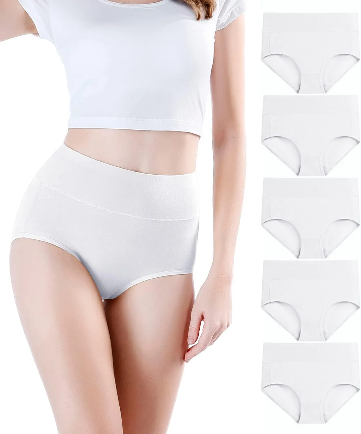 wirarpa Damen Unterhosen Baumwolle Unterwäsche Slips Damen Hohe Taille Taillenslip Weich Frauen 5er Pack