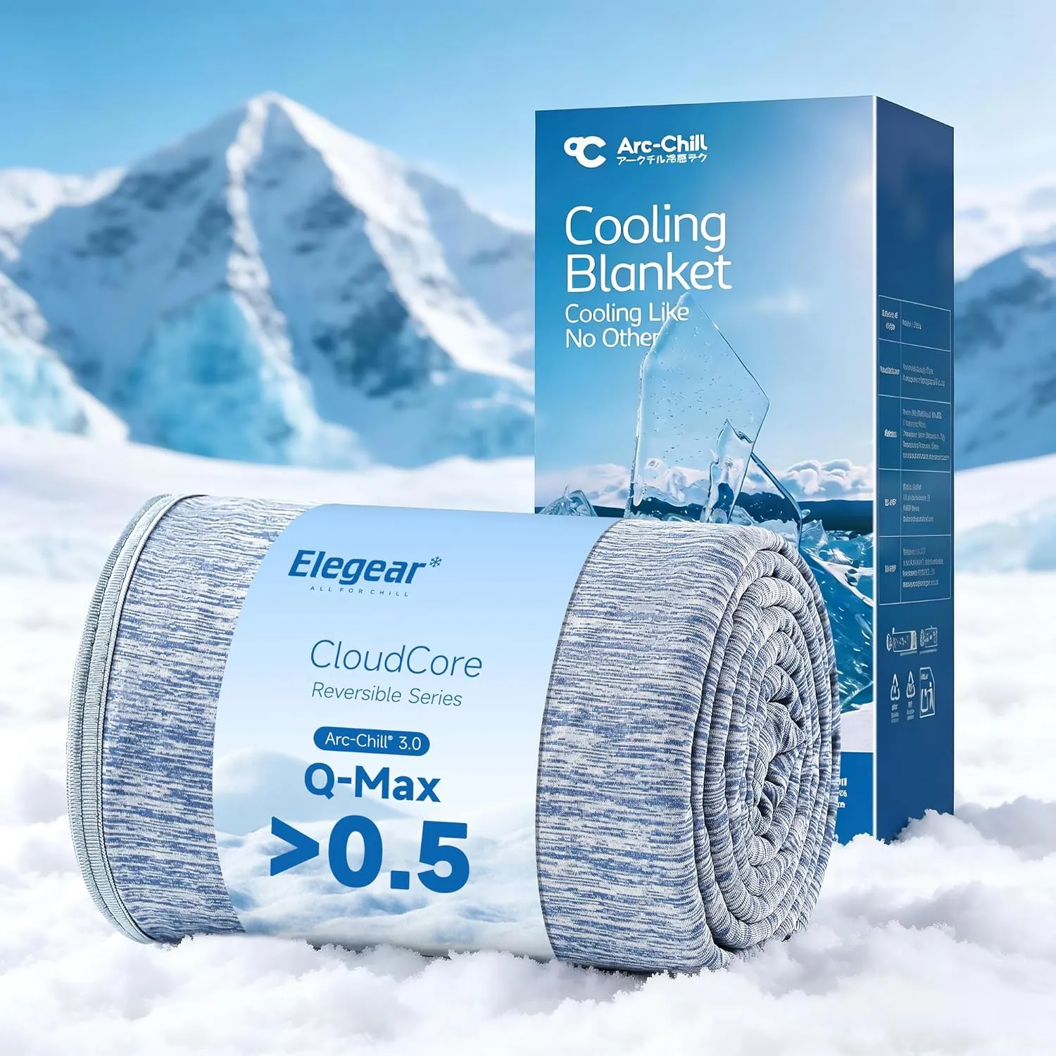 Elegear Self-Cooling Blanket, Cooling Blanket, Double-Sided Blanket with Japanese Q-Max 0.4 Cooling Fibres, Absorbs Bod…