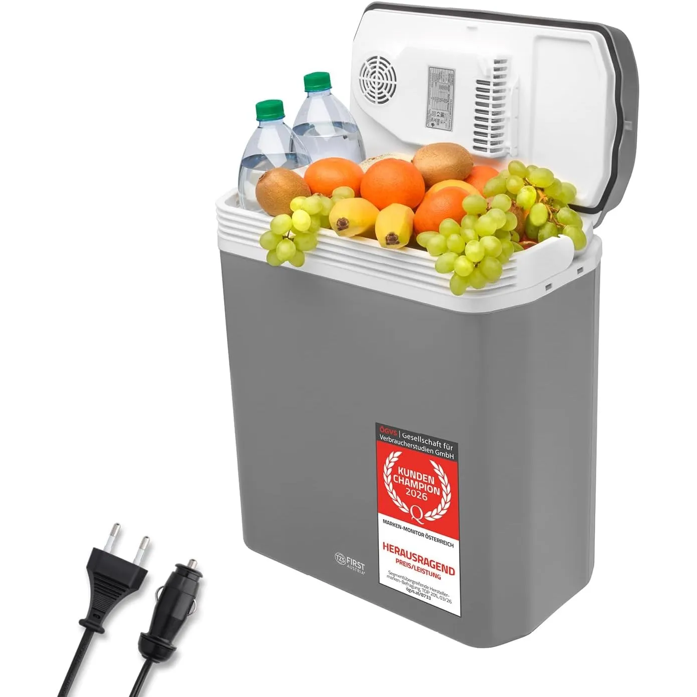 TZS First Austria - Kühlbox 24L elektrisch 12V 230V Anschluss für Auto & Steckdose - Thermoelektrische Cool Box kühlt &…