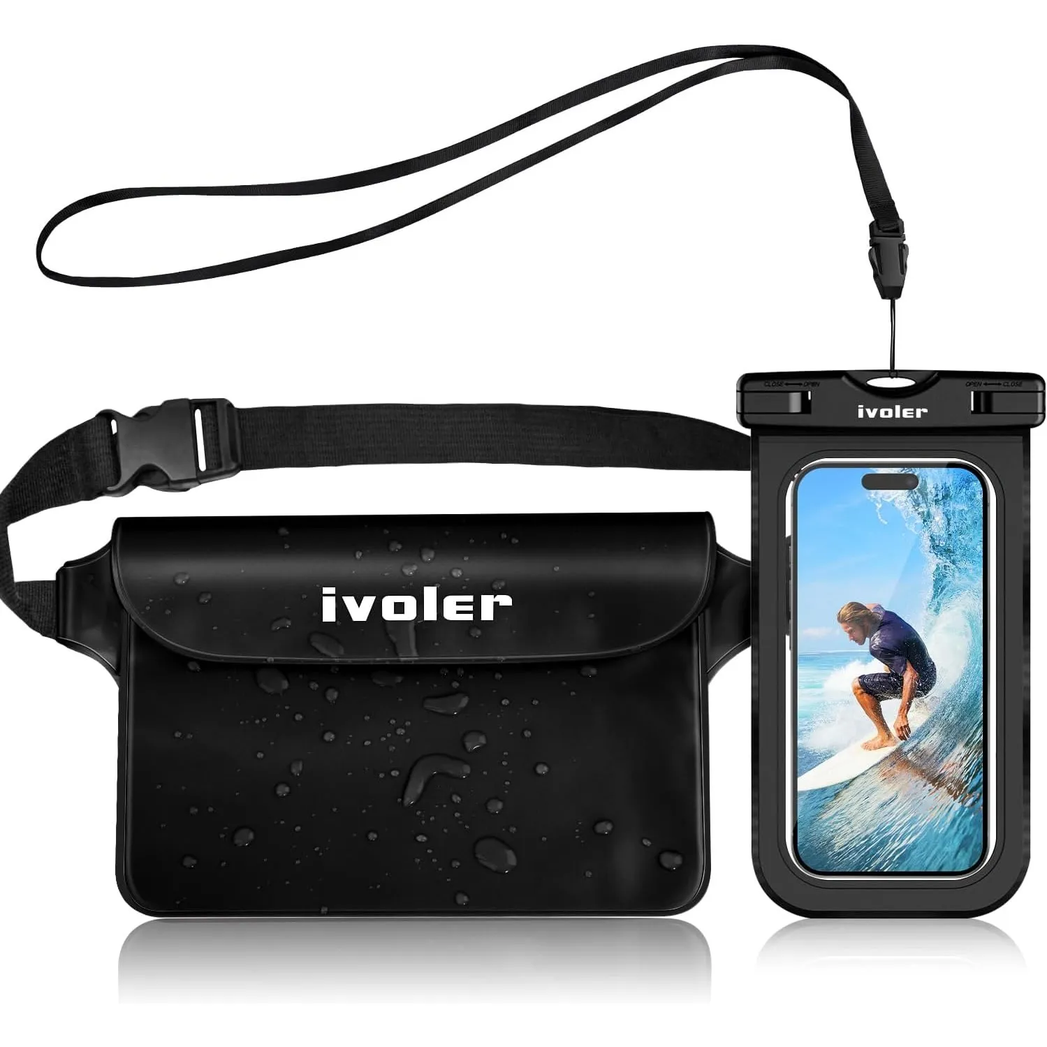 ivoler wasserdichte Tasche Beutel Bauchtasche Schutzhülle mit wasserdichte Handyhülle, Universal Strand-Tasche mit Hand…