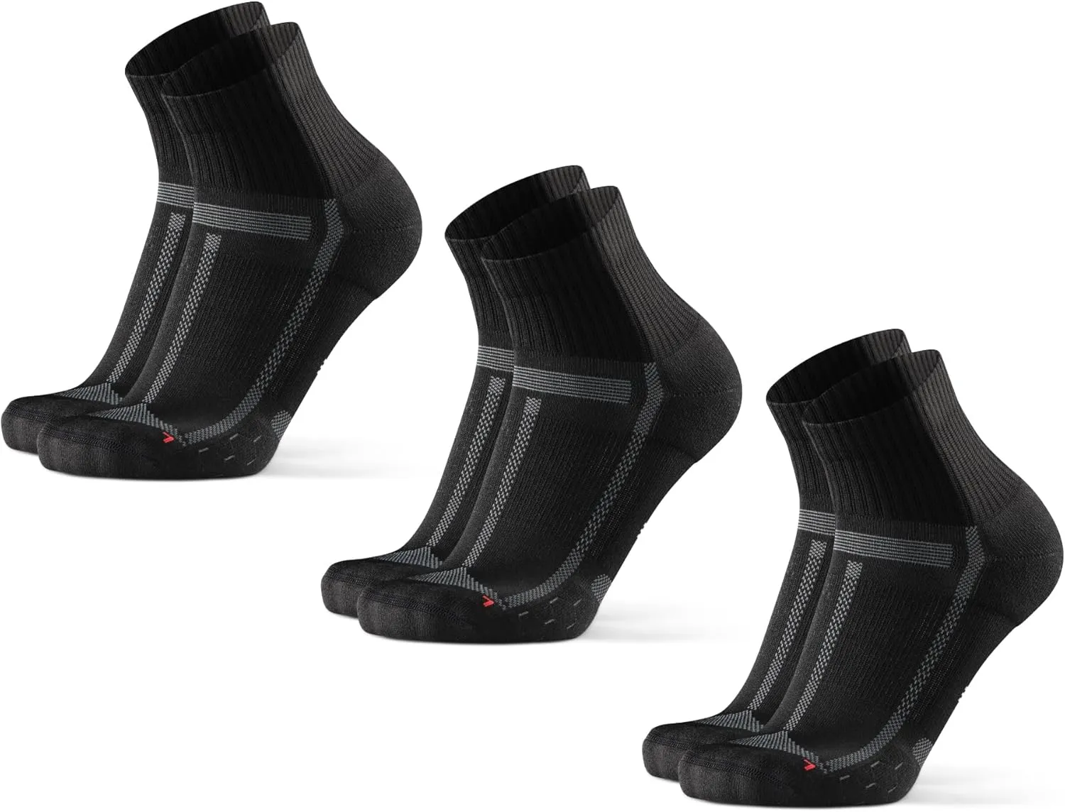 DANISH ENDURANCE Quarter Laufsocken, Knöchelhohe Sportsocken, Atmungsaktive Socken, Leichte Kompression, Gepolstert & A…