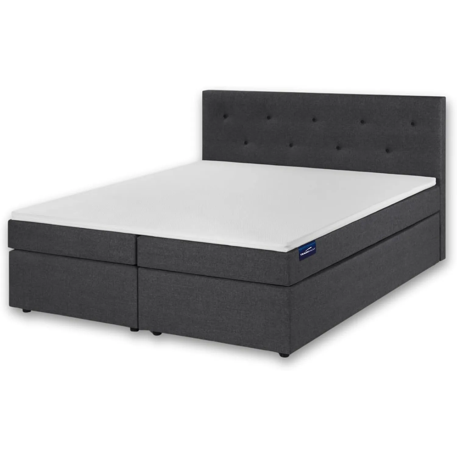 Traumnacht Boxspringbett mit Tonnentaschenfederkern H2 180x200 cm grau