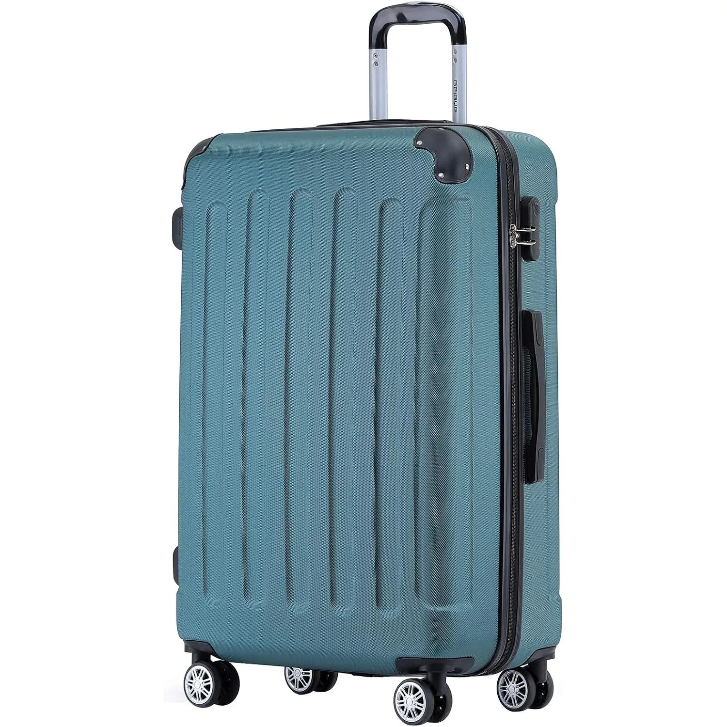 BEIBYE Zwillingsrollen Hardcase Reisekoffer Koffer Trolleys Hartschale in XL-L-M in 14 Farben (Dunkelgrün, Großer Koffe…