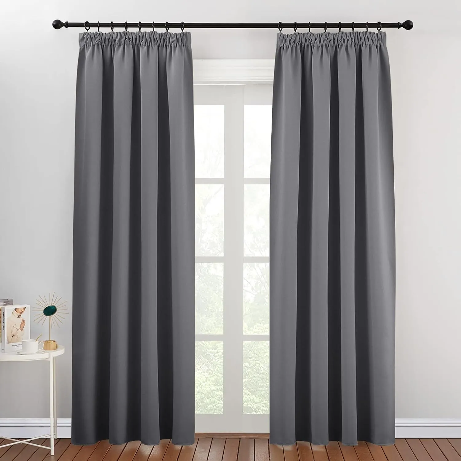 PONY DANCE Verdunklungsvorhänge mit Kräuselband für Schienen 2er Set H 200 x B 140 cm Thermovorhang gegen Hitze Schlafz…