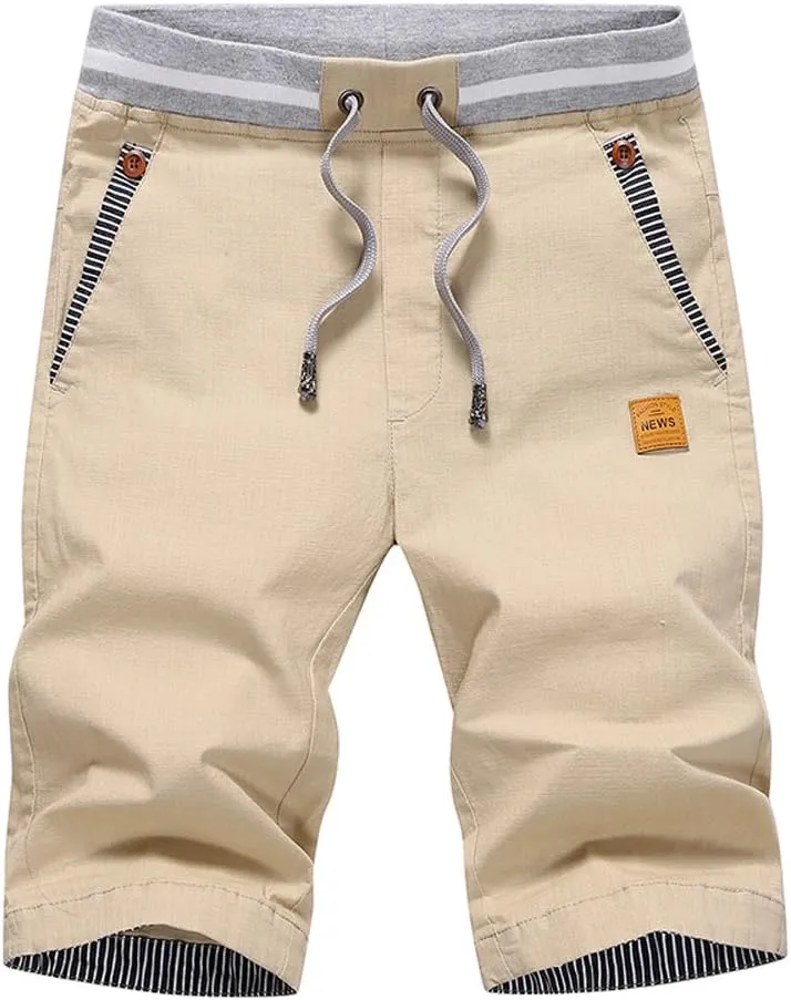 Tansozer Men's Summer Chino Elasticated Shorts