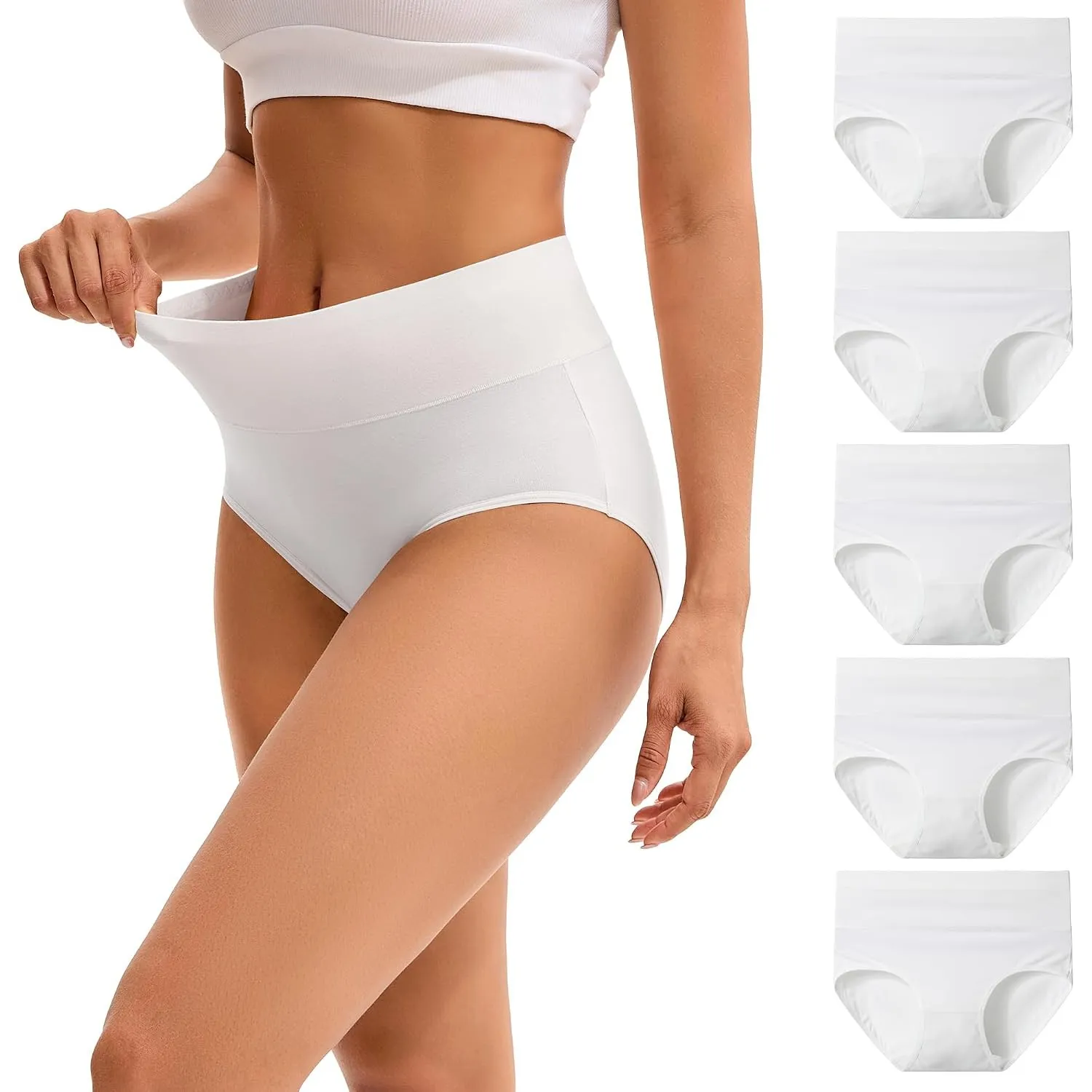 INNERSY Unterhosen Damen Baumwolle Slips Hohe Taille Unterwäsche 5er Pack | 100% Baumwoll Schritt, Taillenslip Atmungsa…
