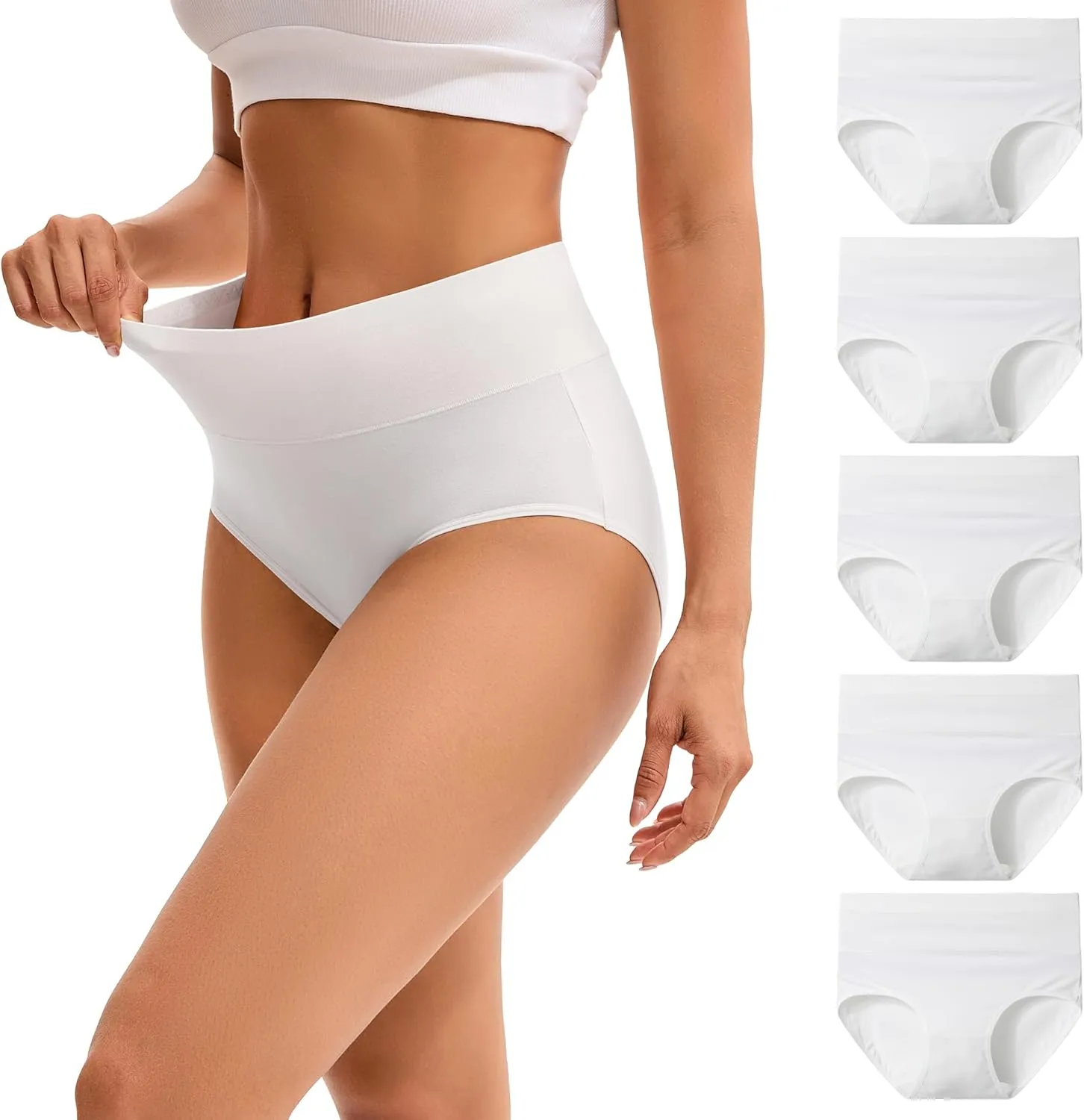 INNERSY Unterhosen Damen Baumwolle Stretch Slips Hohe Taille Weiche Unterwäsche Frauen 5er Pack