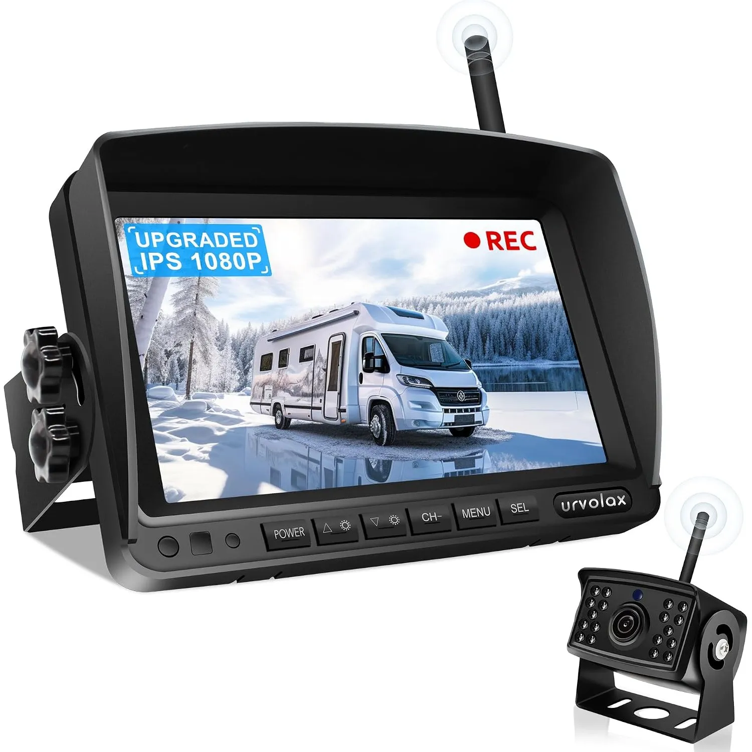 URVOLAX Rückfahrkamera Kabellos mit 7" Monitor für Wohnmobil Wohnwagen LKW