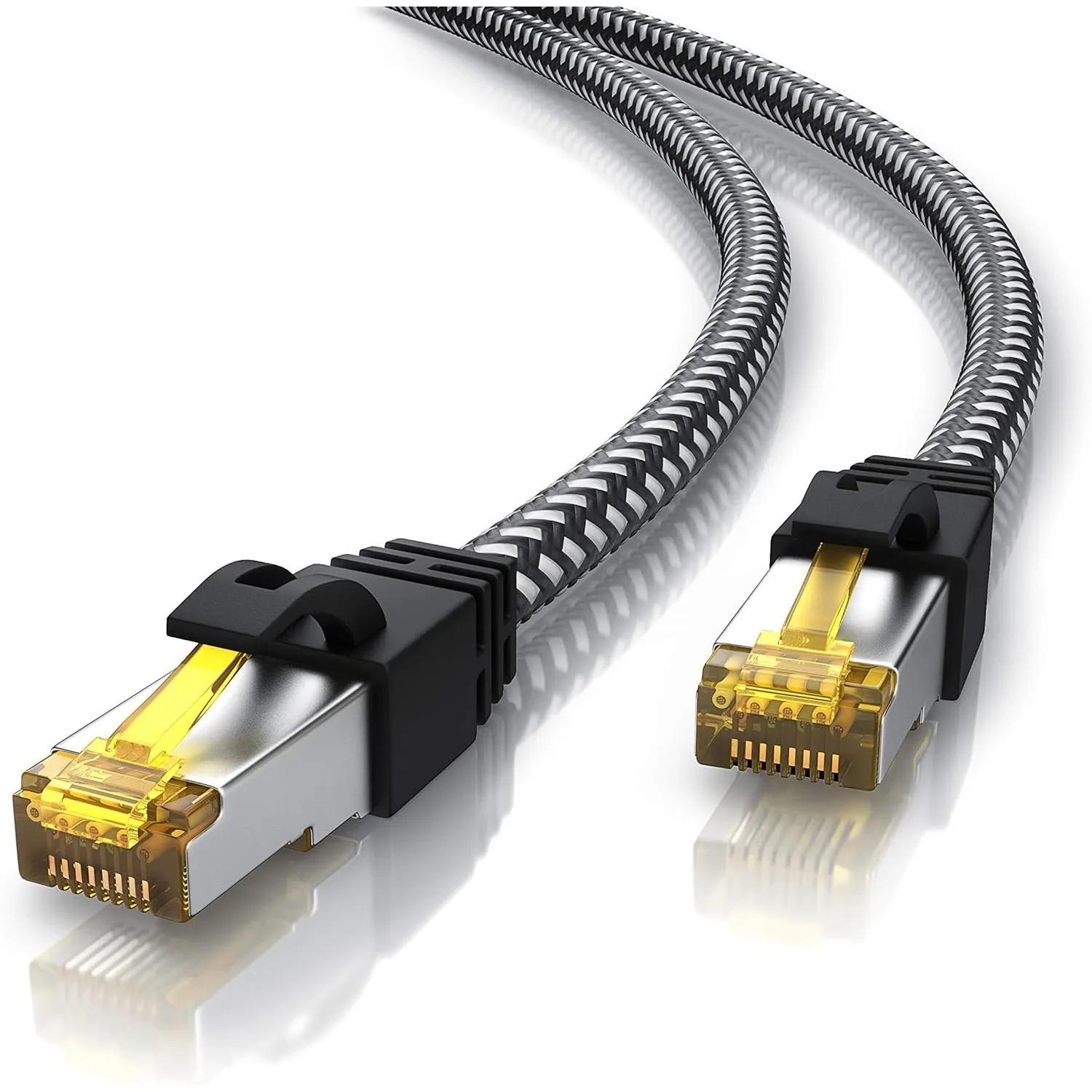 CSL - 15m CAT 7 Netzwerkkabel Gigabit Ethernet LAN Kabel - Baumwollmantel - 10000 Mbit s - Patchkabel - Cat.7 Rohkabel …