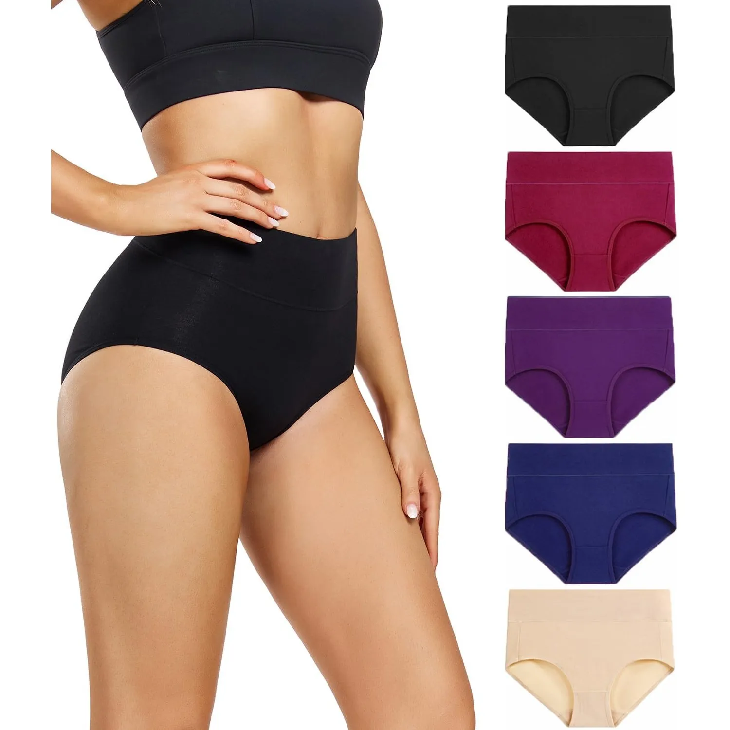 wirarpa Damen Unterhosen Baumwolle Slips Damen Unterwäsche Hohe Taille Taillenslip Weich Frauen 5er Pack